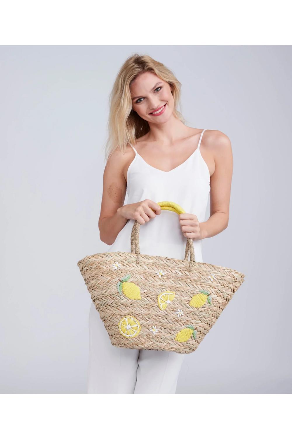 Beige Pia Rossini Beige Citrus - Straw Beach Basket, Image 1 of 4