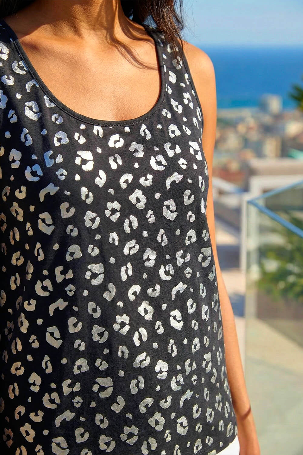 Black Foil Leopard Print Vest, Image 5 of 4