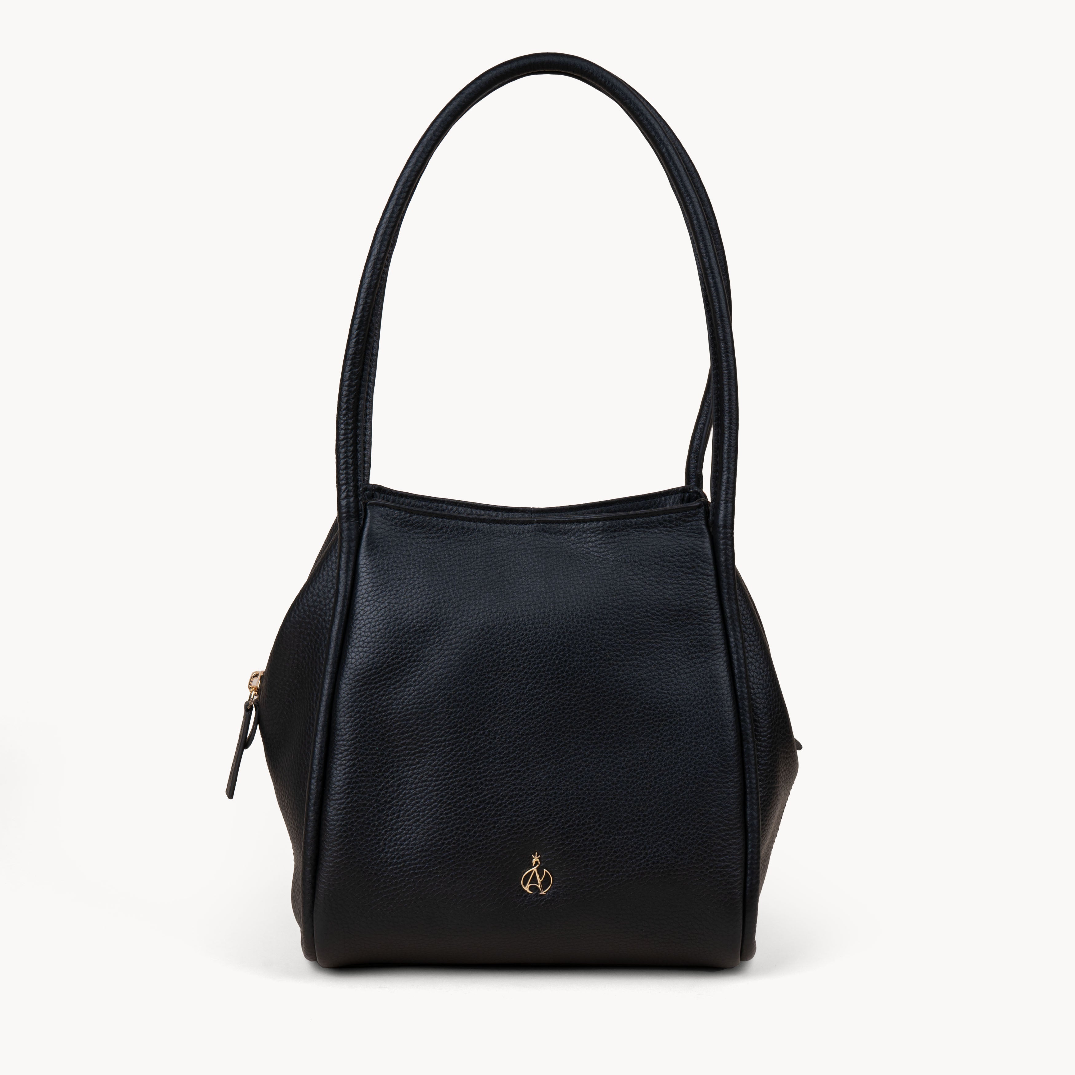 Black 'DEBBIE' Pebble Grain Real Leather Shoulder Bag, Image 1 of 5