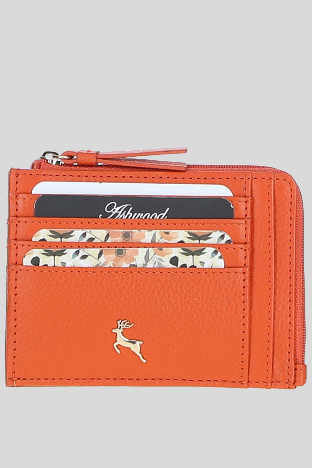 Orange Real Leather Small Purse with RFID Protection, Image 1 of 4