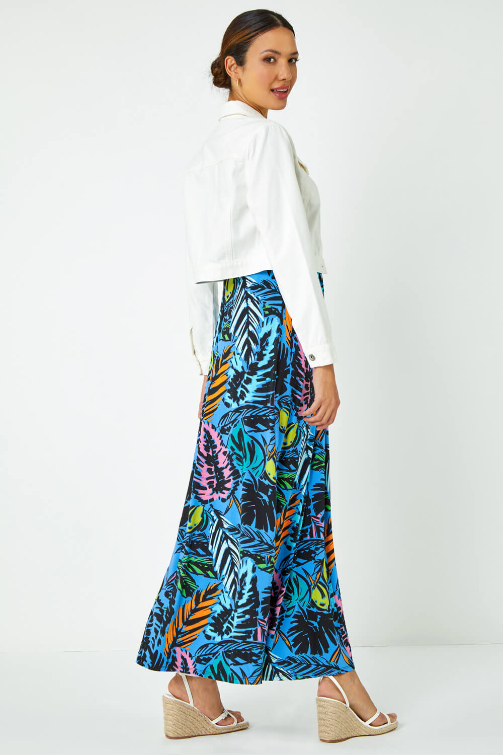 White Cropped Cotton Denim Jacket, Image 4 of 5