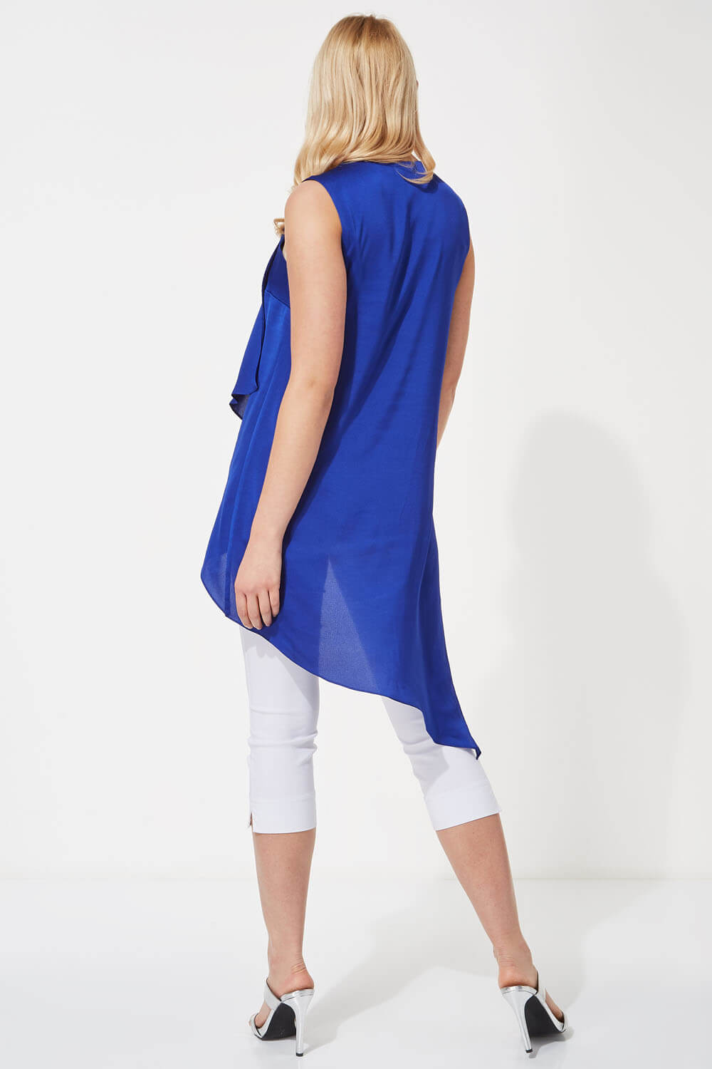 Royal Blue Sleeveless Asymmetric Necklace Top , Image 4 of 8