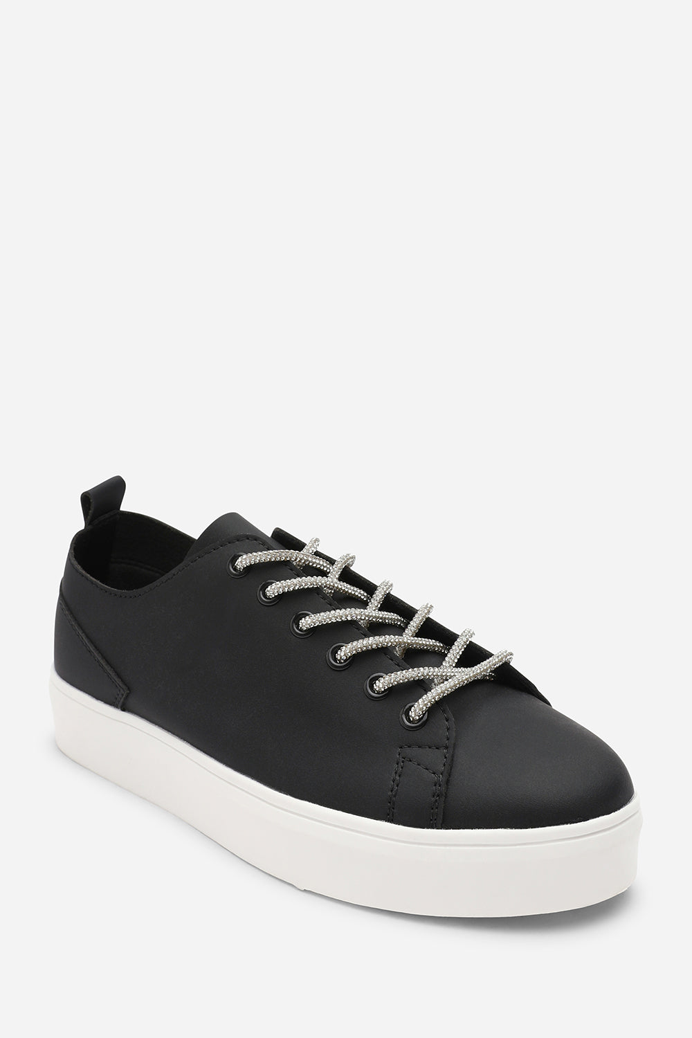 Black 'Florina' Low Wedge Trainer with Lace Up Detail, Image 2 of 6