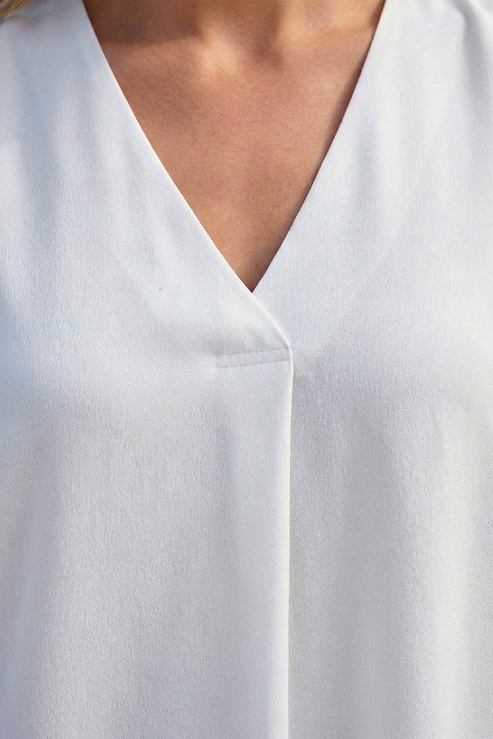 Ivory  V-Neck Sleeveless Pleat Chiffon Vest Top, Image 5 of 4