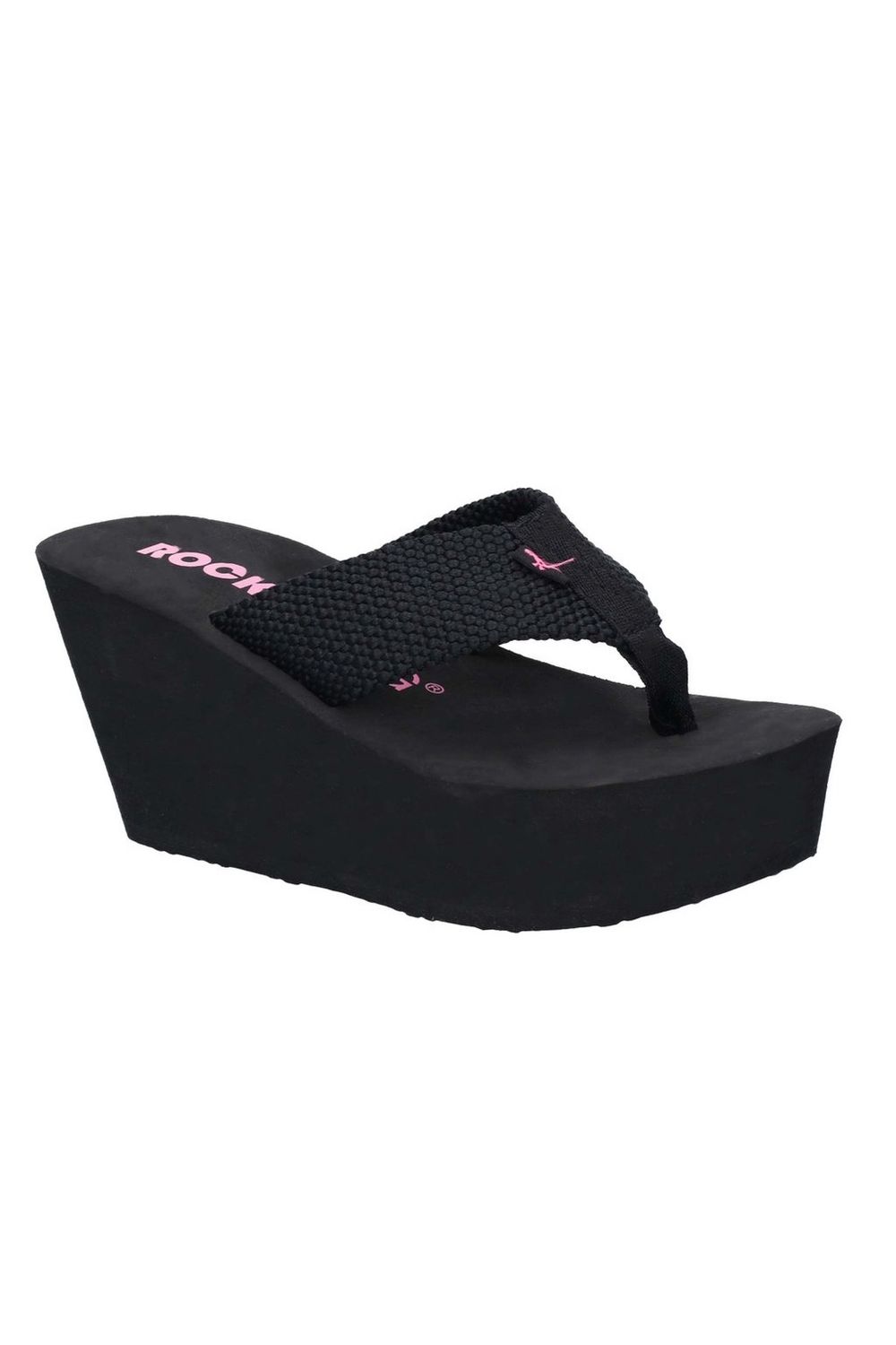 Black Diver Webbing Slip On Wedge Sandals, Image 1 of 4