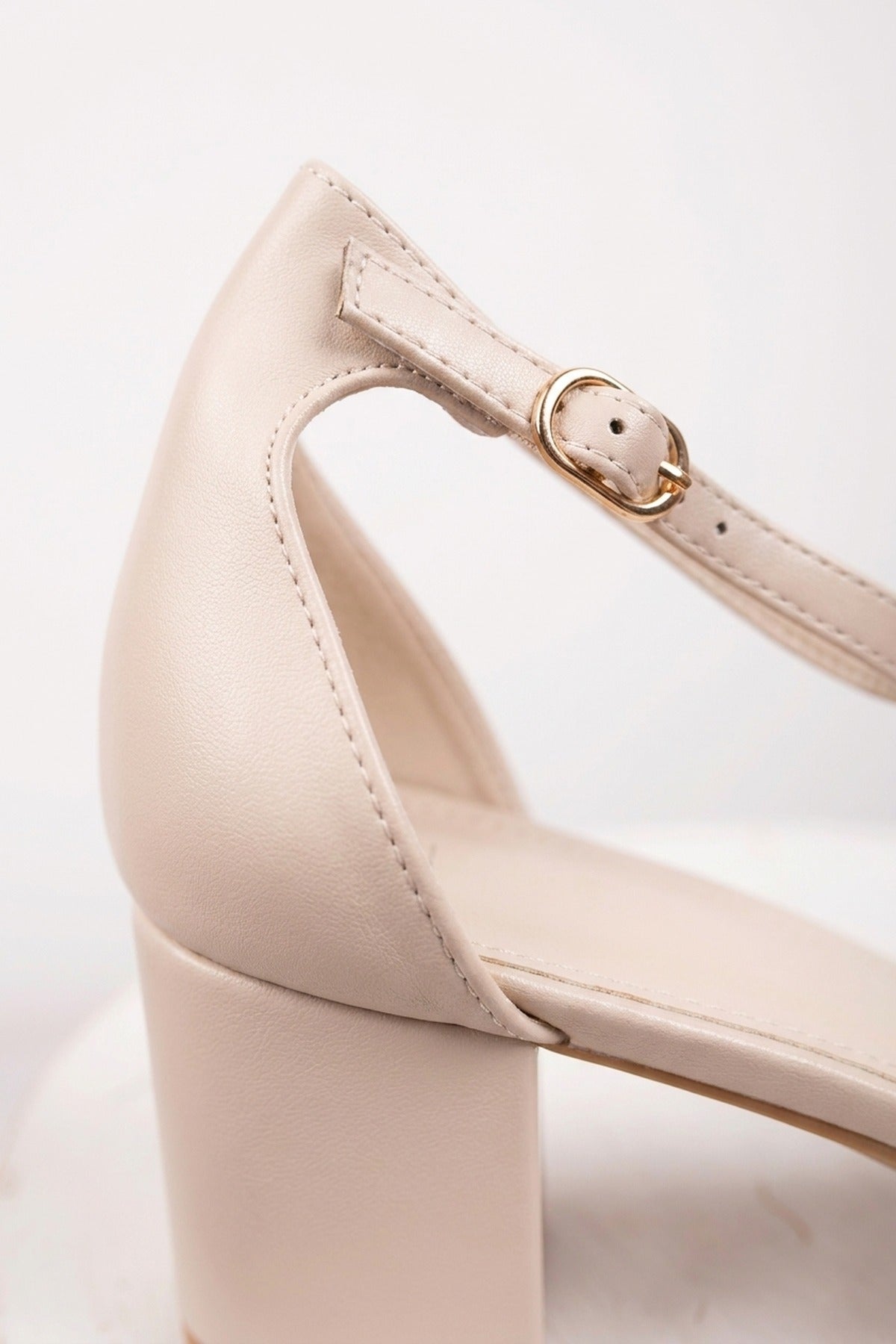 Beige Saoirse Minimalist Block Heel Ankle Sandals, Image 2 of 4