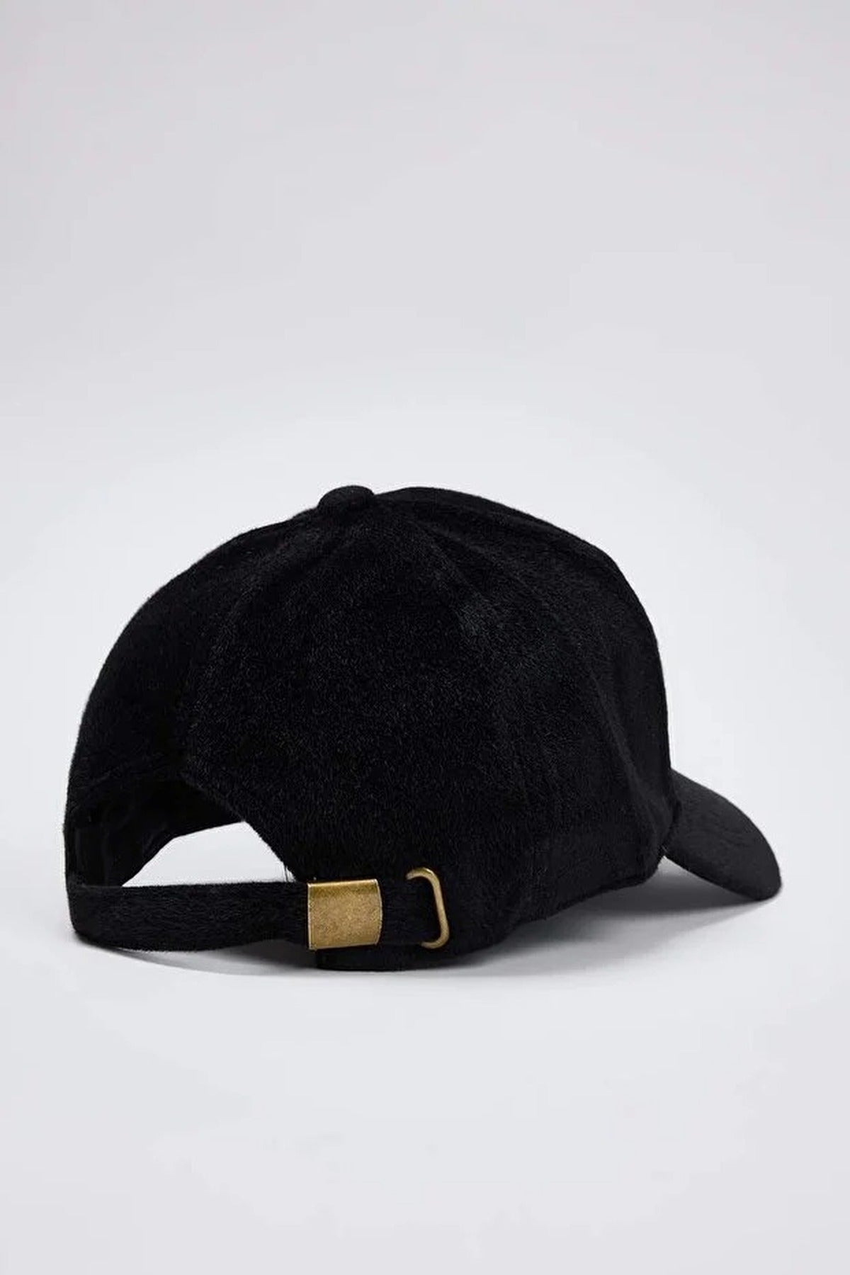 Black Brushed Cashmere Panelled Baseball Cap, Image 3 of 3