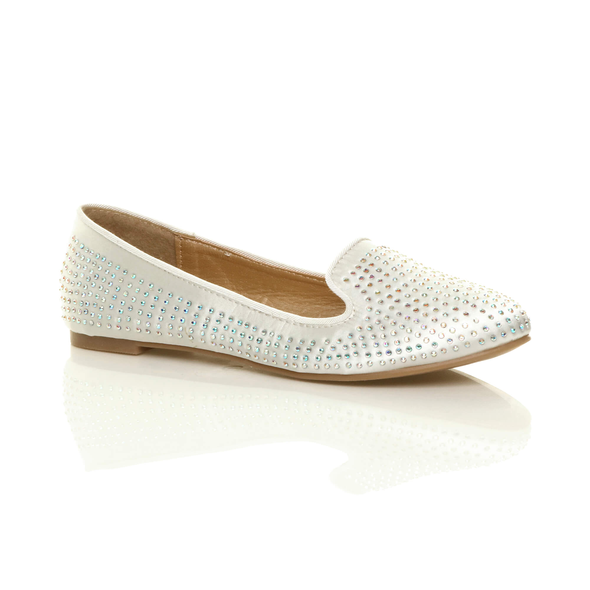 Black Flat Diamante Loafers Ballet Pumps