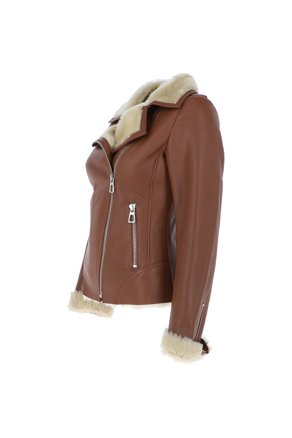 Tan 'Alayna' Womens Luxury Shearling Jacket, Image 2 of 4