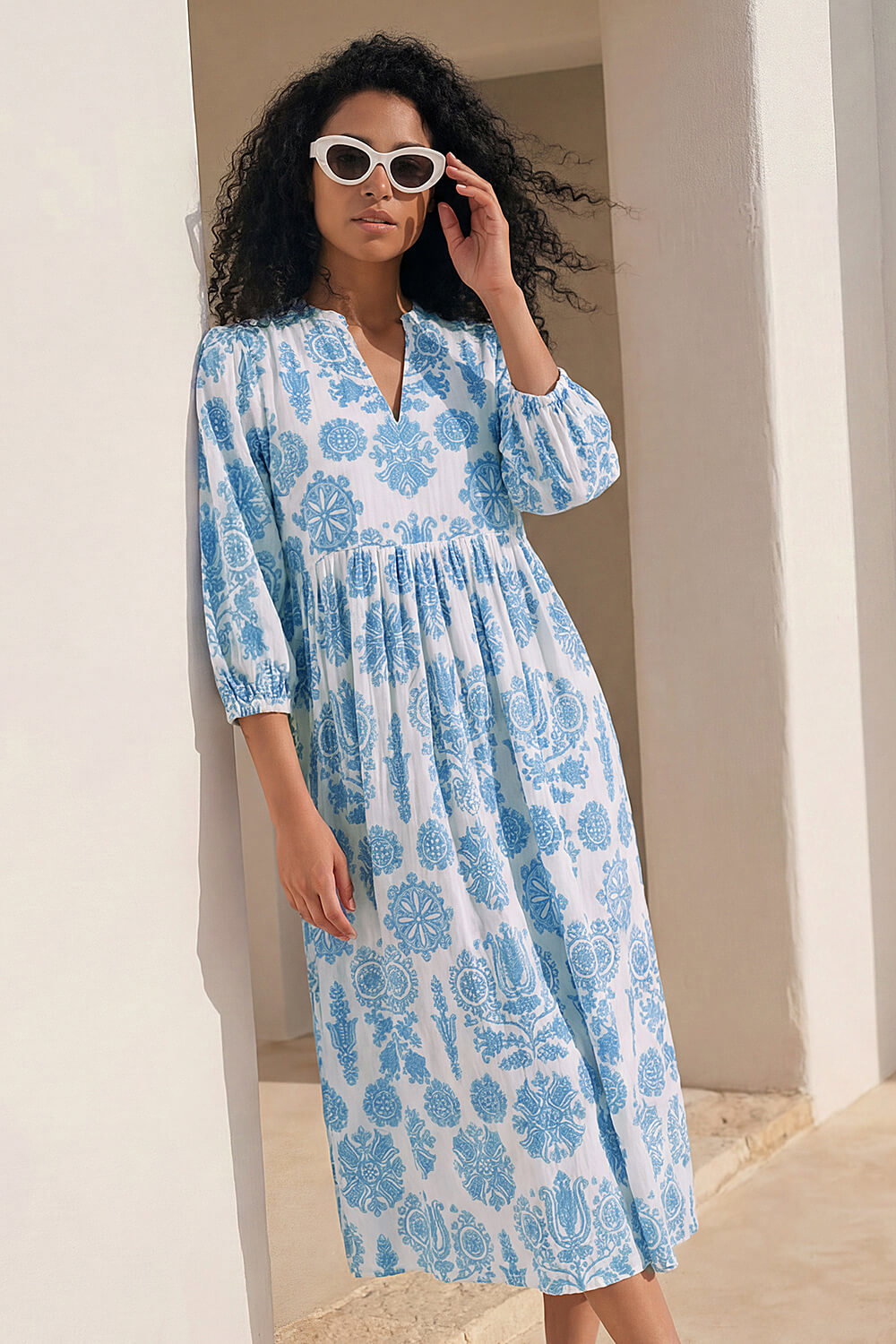 floral shirt dress uk Ibiza Floral Shirt Dress with Collar