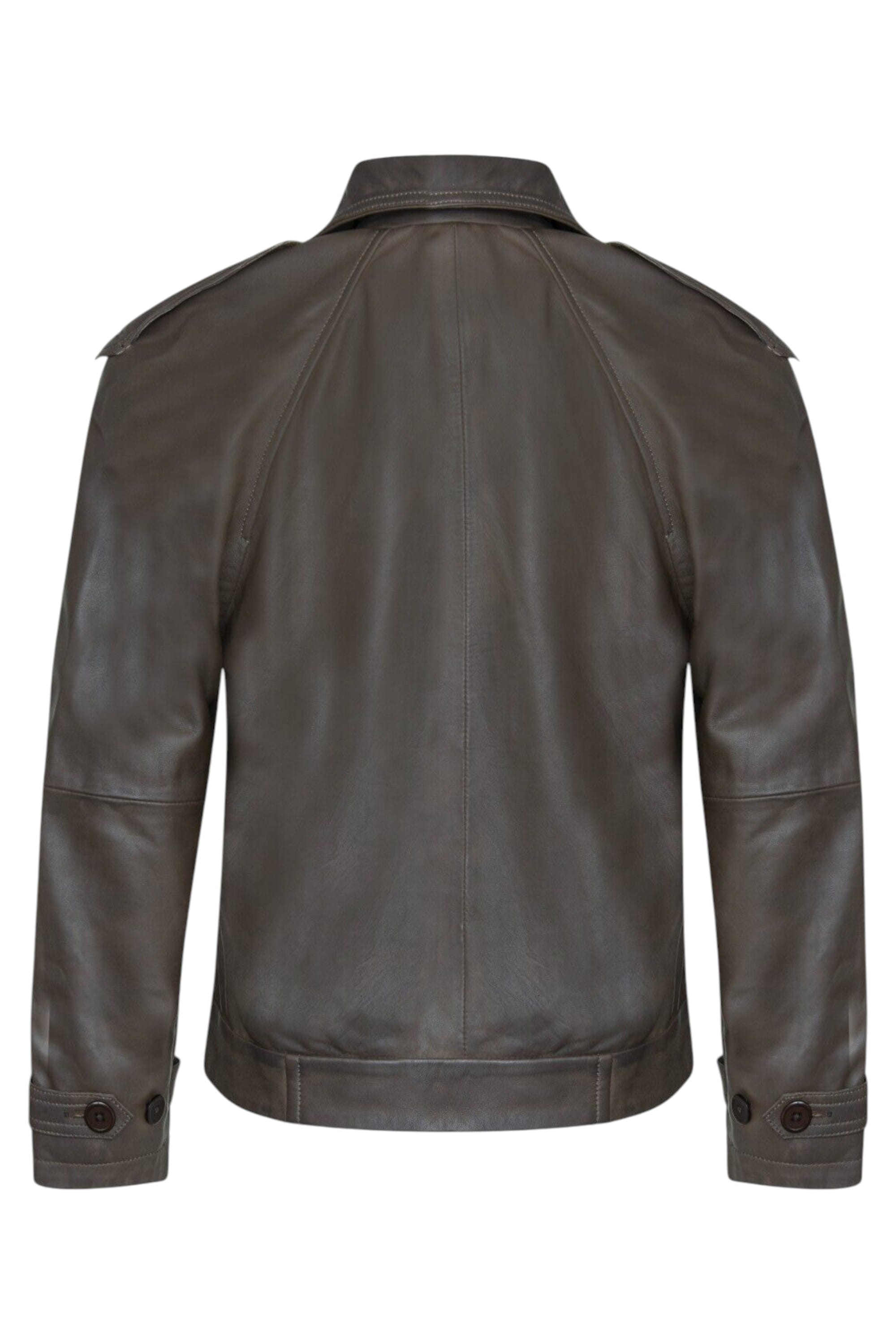 Brown Cropped Oversized Trench Leather Jacket, Image 3 of 4
