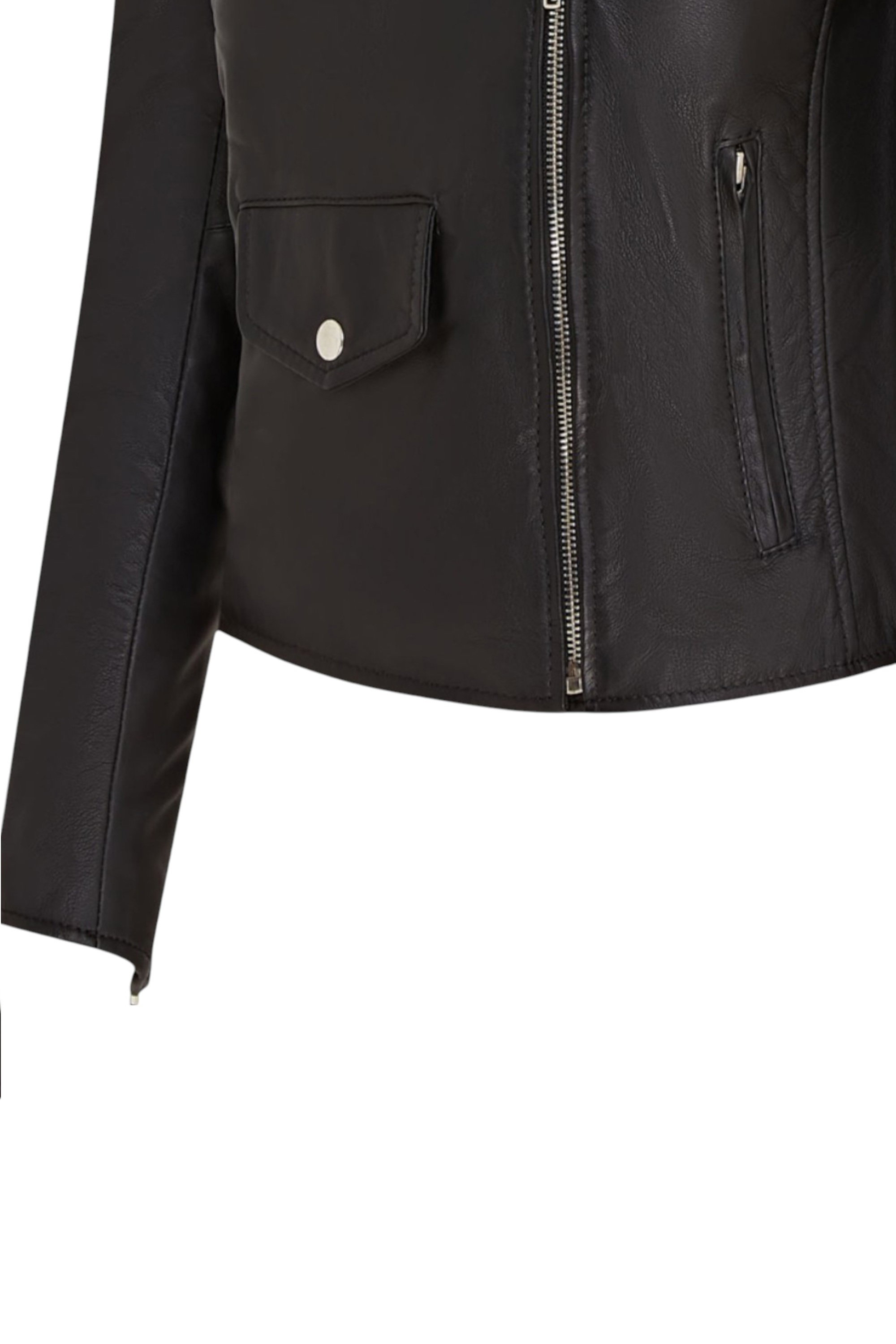 Black Classic Brando Biker Leather Jacket, Image 7 of 8