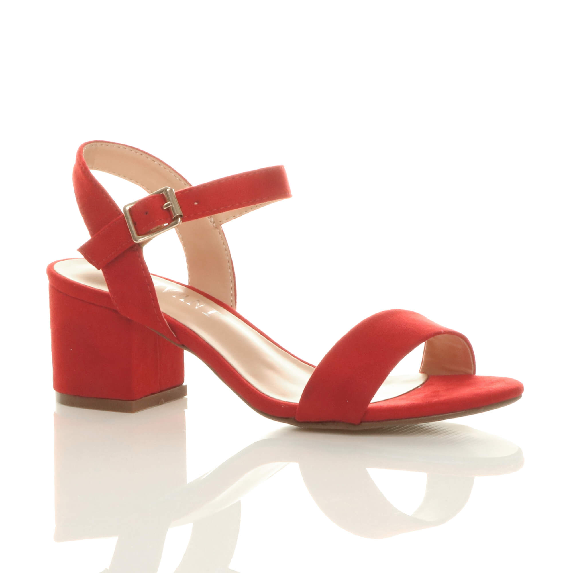 Purple Mid Block Heel Strappy Sandals