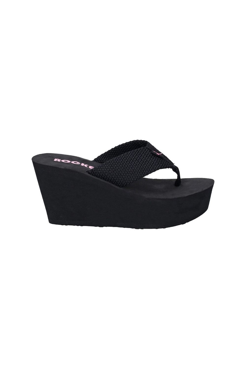 Black Diver Webbing Slip On Wedge Sandals, Image 3 of 4