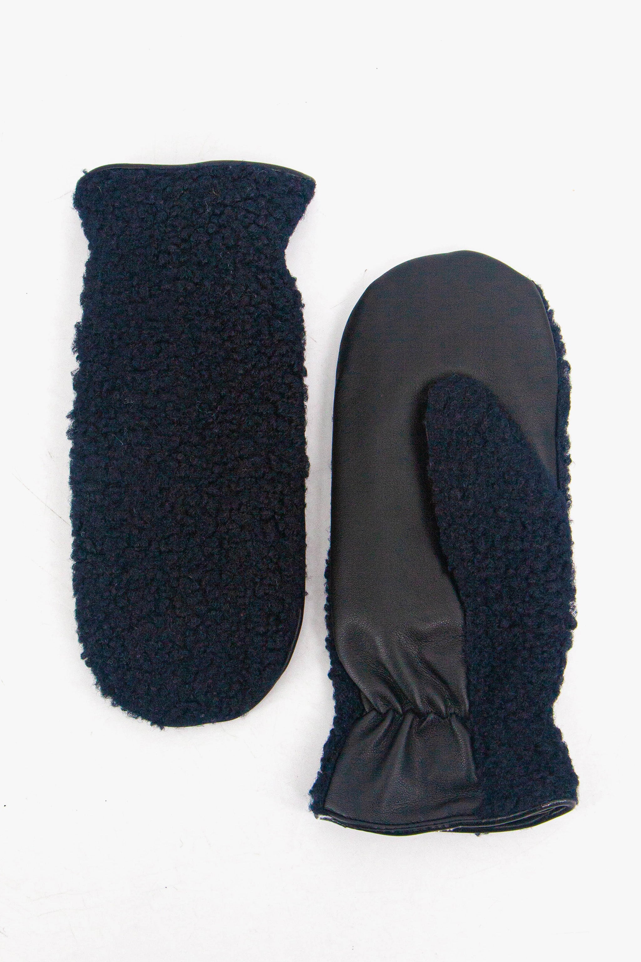 Navy Blue Borg Fleece Winter Mittens, Image 1 of 4