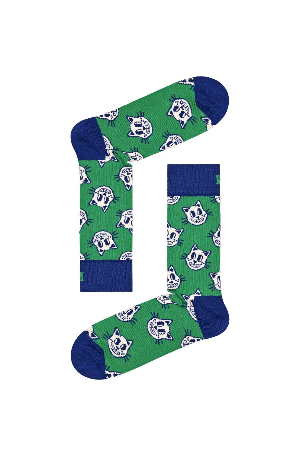 Green 1 Pack & Cotton Green Cat Design Socks, Image 2 of 3