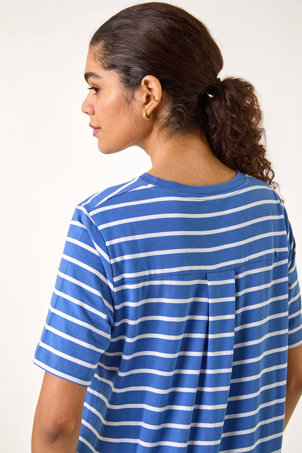 Blue Stripe Stretch T-Shirt Dress | Roman UK