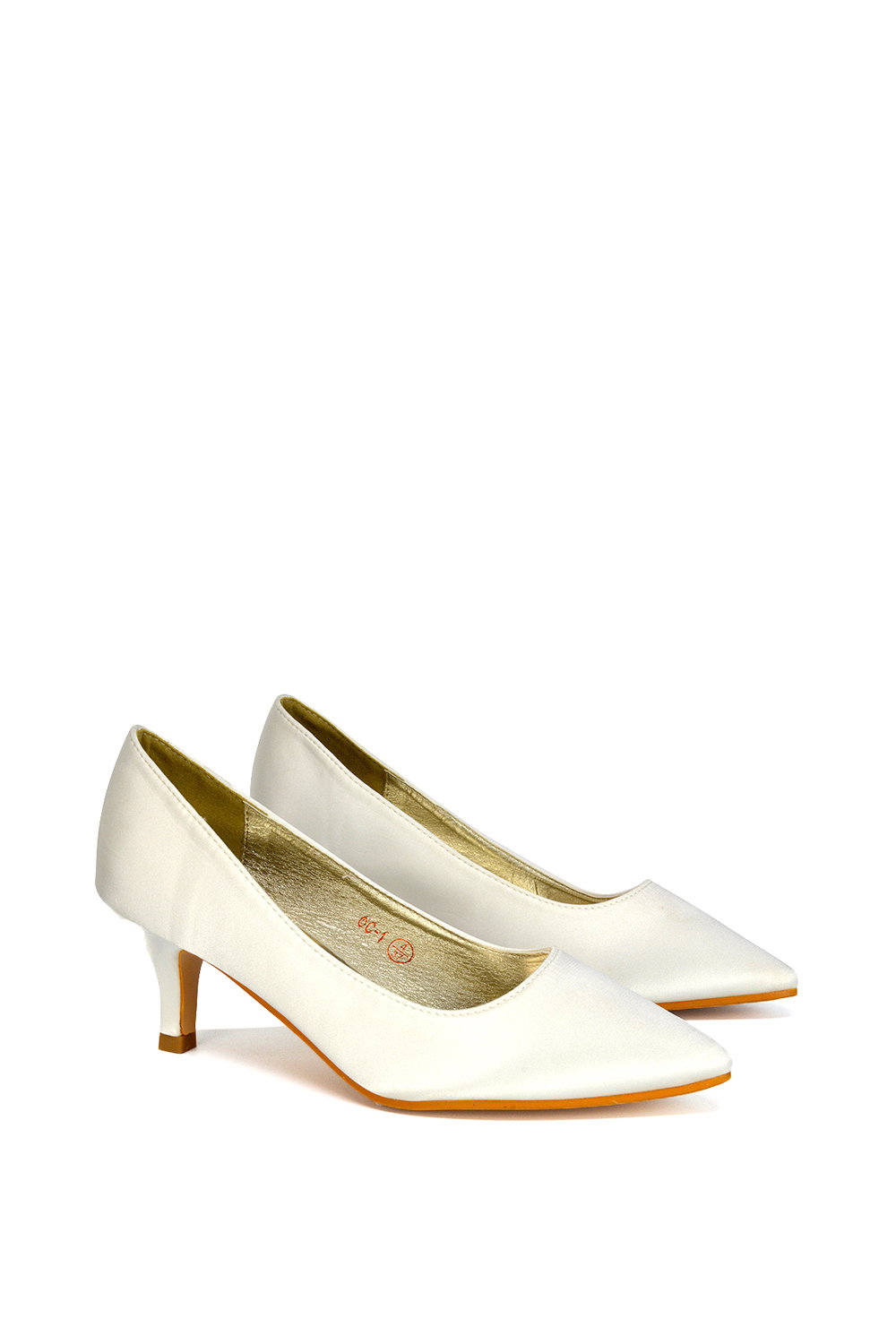 Ivory XY LONDON Ivory 'Gwyneth' Pointed Toe Mid Stiletto Kitten Heel Court Shoes, Image 3 of 4