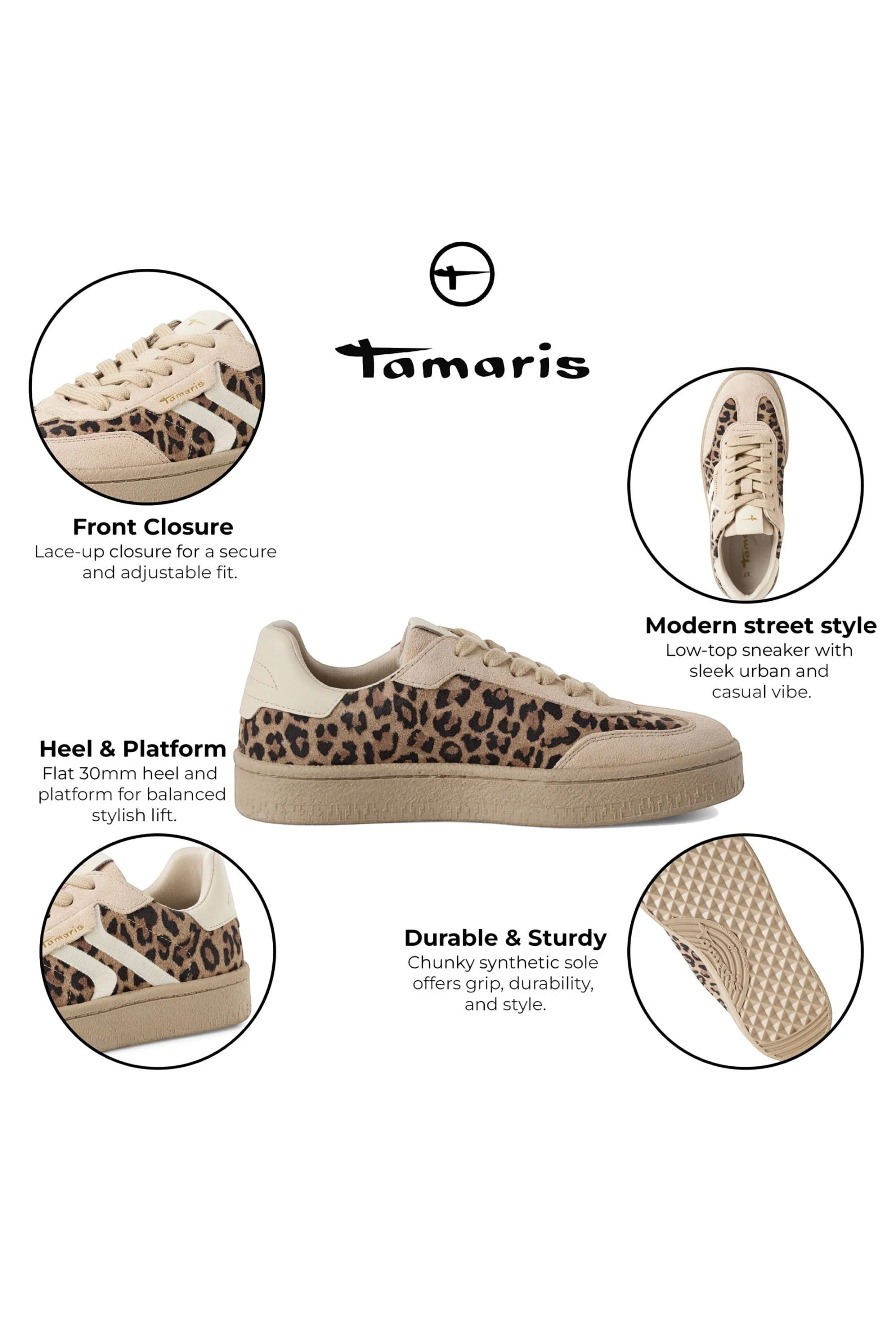 Brown Tamaris Brown Tamaris Womens Leopard Brown Sneakers, Image 2 of 7