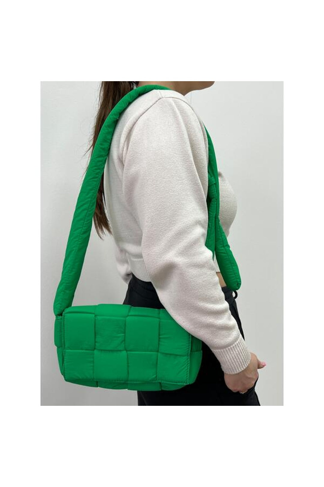 Green Soft Woven Pillow Shoulder Bag, Image 1 of 2