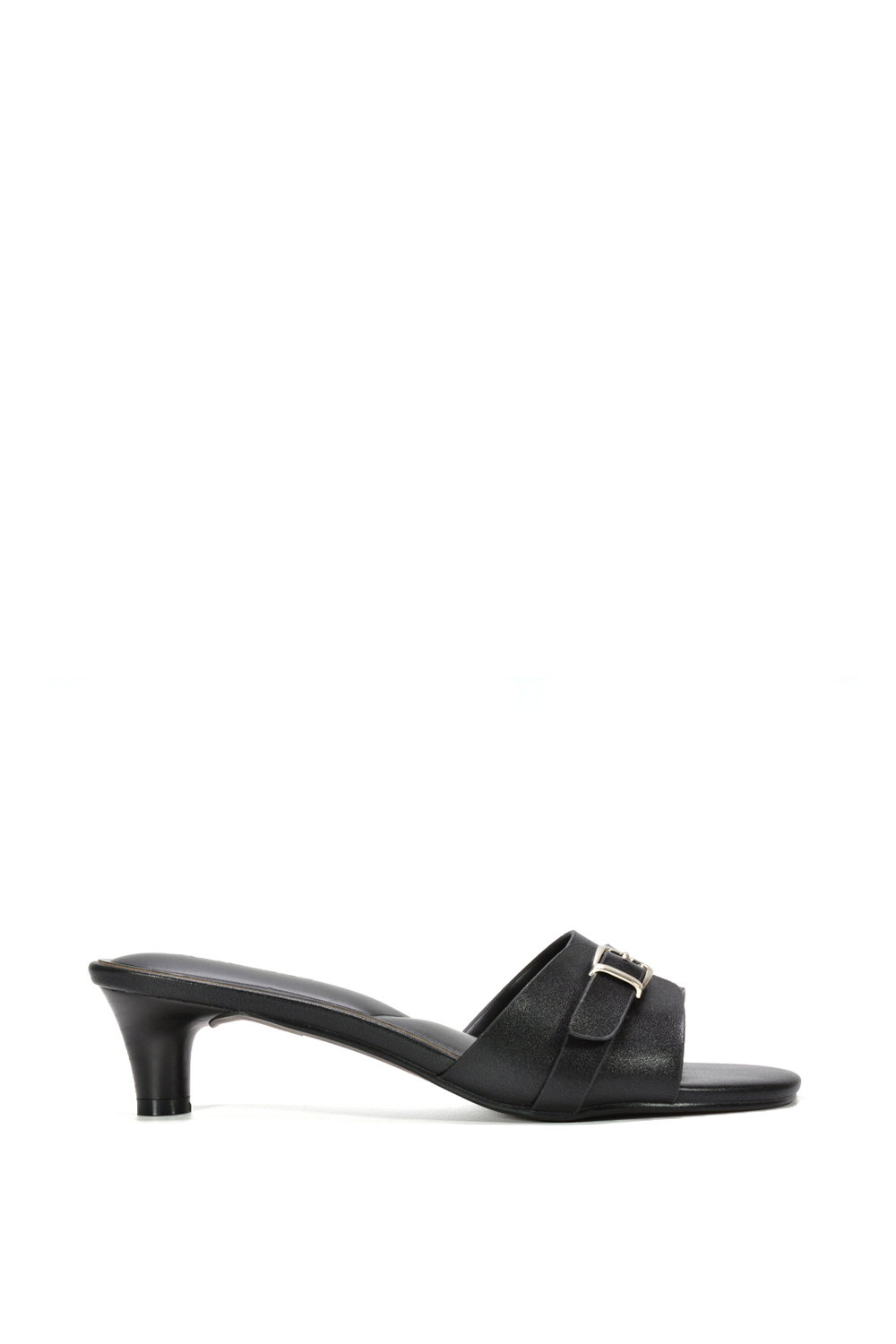Black 'Romee' Slip On Low Kitten Heel Mule Sandals