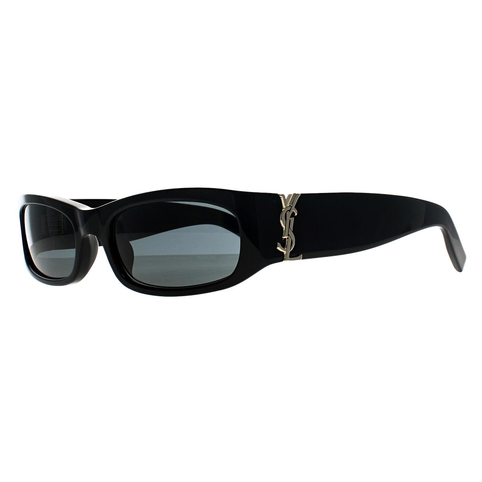 Black Saint Laurent Black Rectangle Shiny Black Grey SL M152, Image 2 of 3