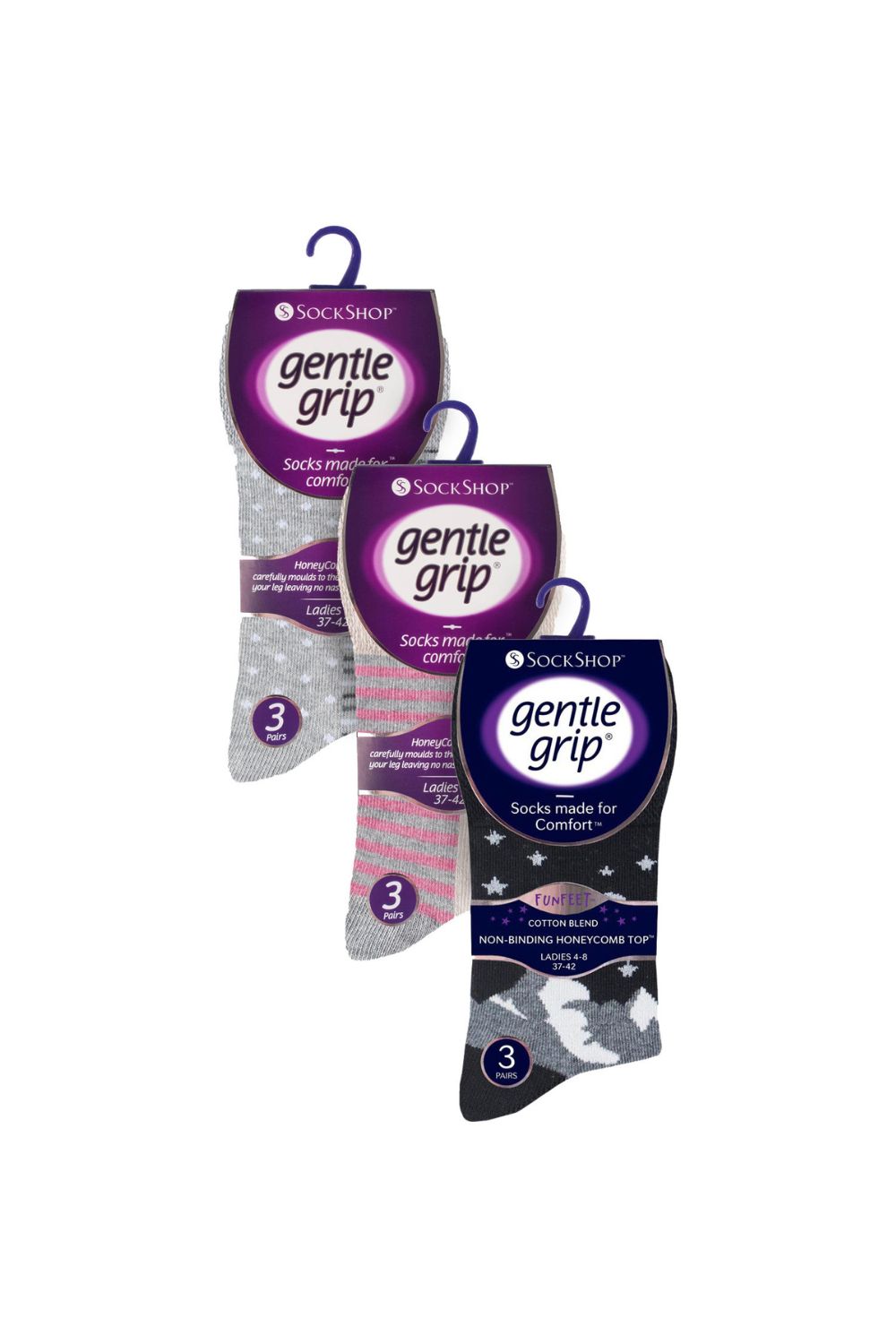 Ash 9 Pairs Cotton Patterned Non Elastic Socks, Image 2 of 5