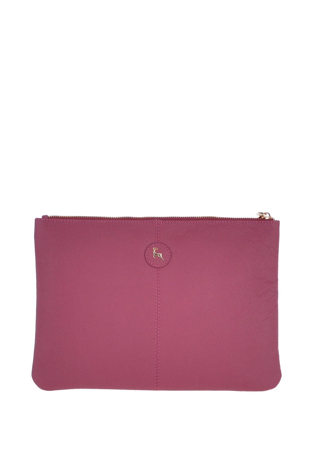 Fuchsia Large Padded Leather Pouch Bag, Image 1 of 2