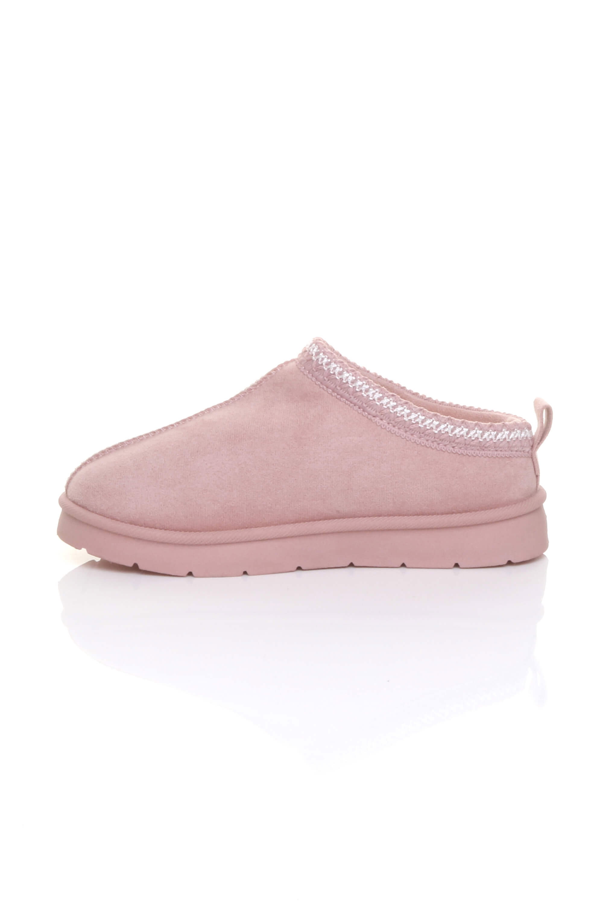 Pink Faux Fur Lined Comfy Aztec Embroidered Ultra Mini Booties Slippers, Image 3 of 6