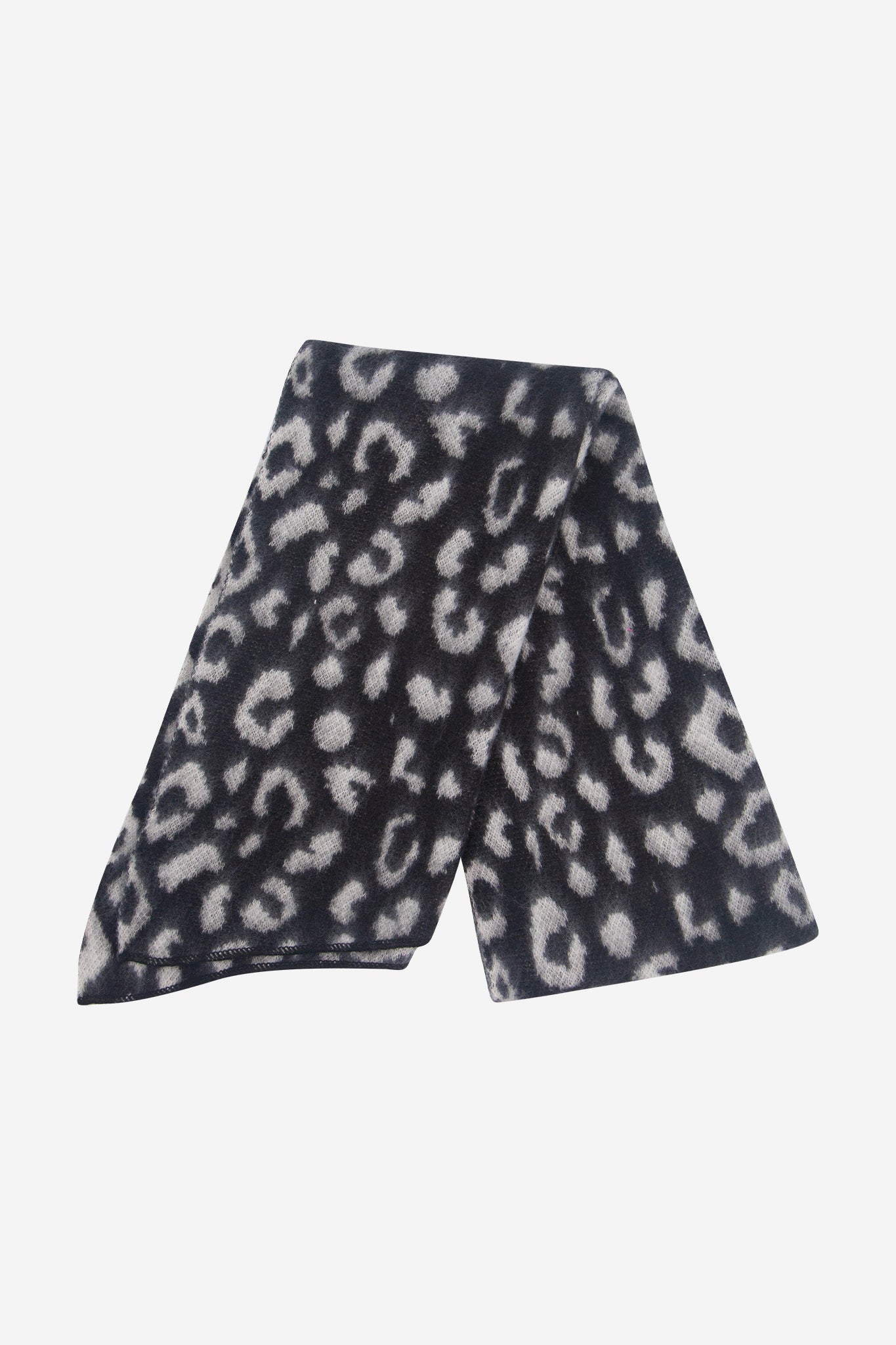 Black Asymmetric Leopard Winter Scarf, Image 4 of 4