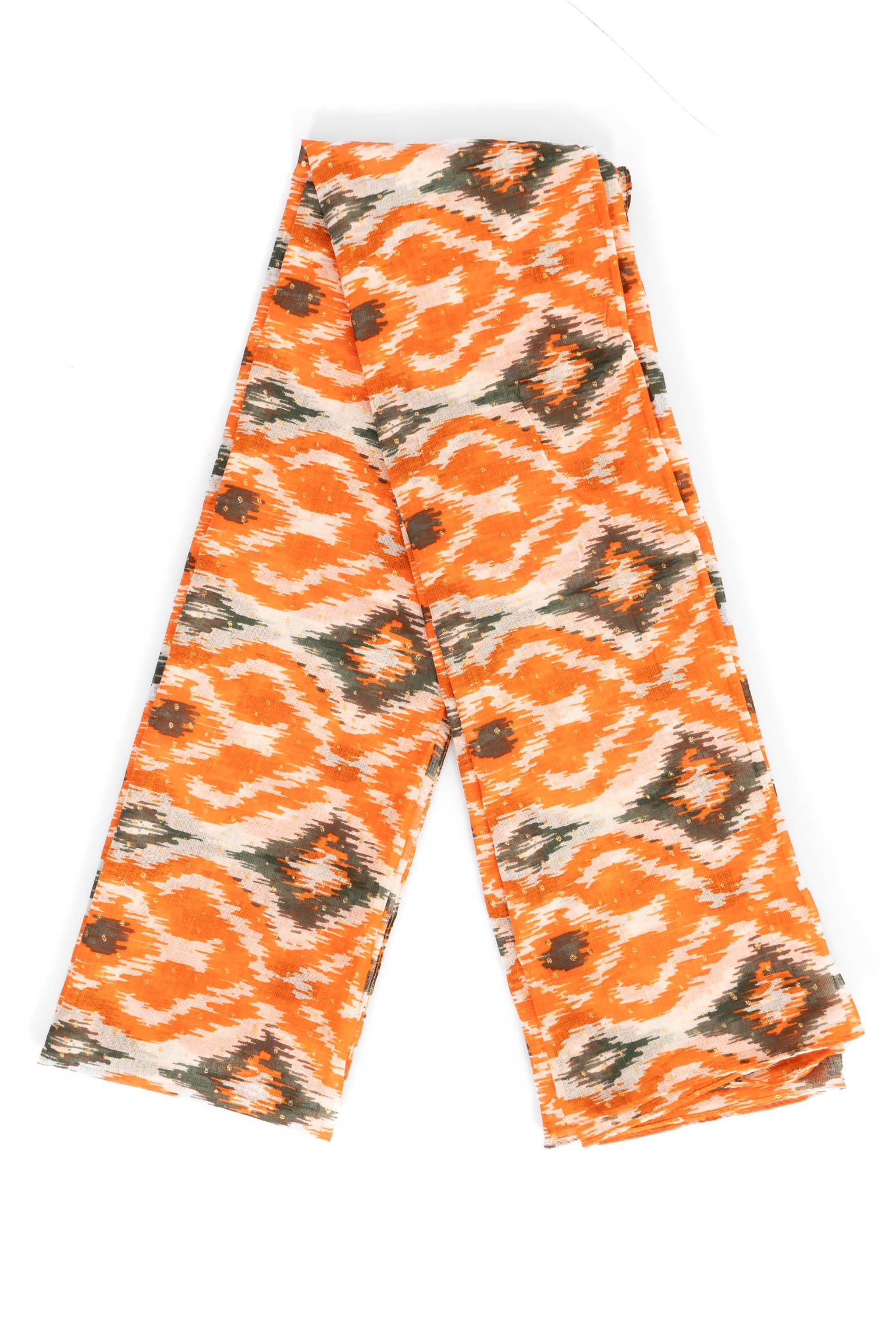 Khaki Aztec Print Cotton Lightweight Scarf, Image 3 of 4