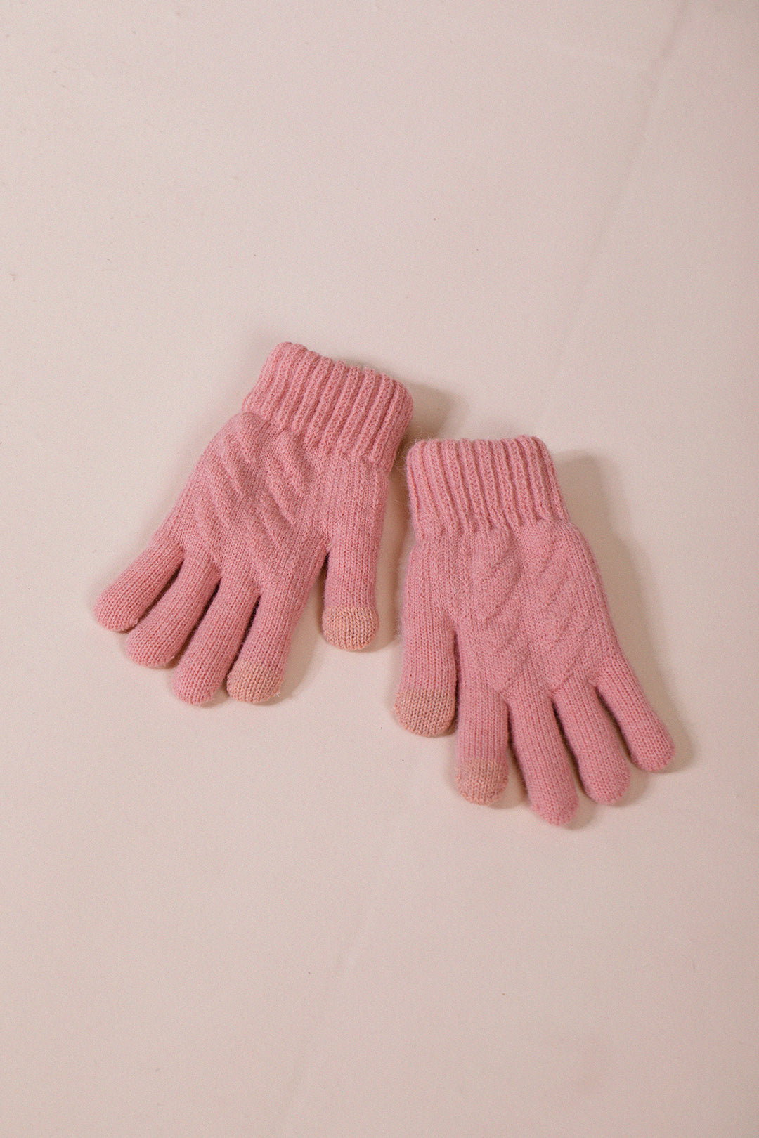 Pink SVNX Pink Touch Screen Cable Knit Gloves - Fleece Lined, Image 4 of 4