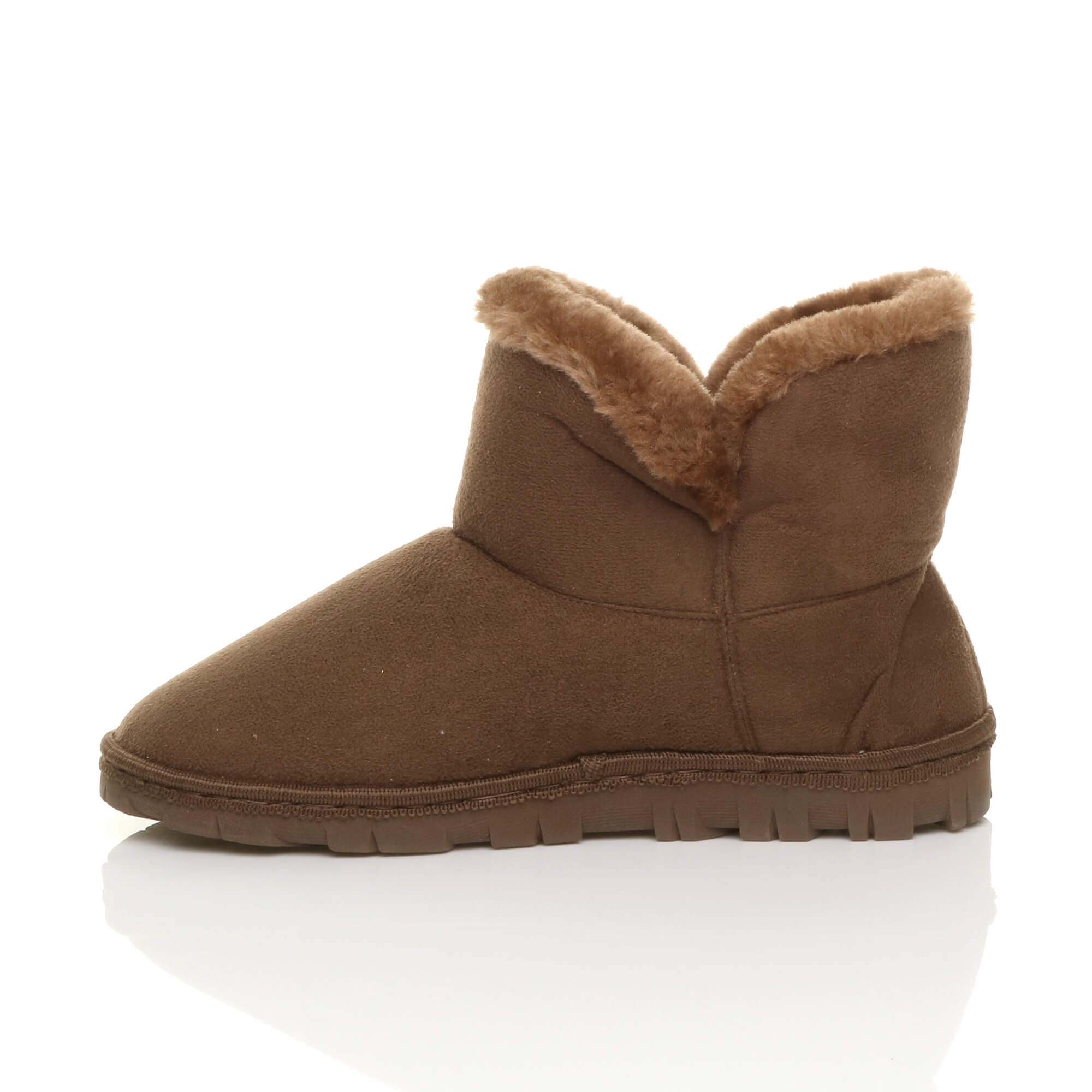 Brown AJVANI Brown Faux Fur Lined Ankle Boots Slippers, Image 3 of 6