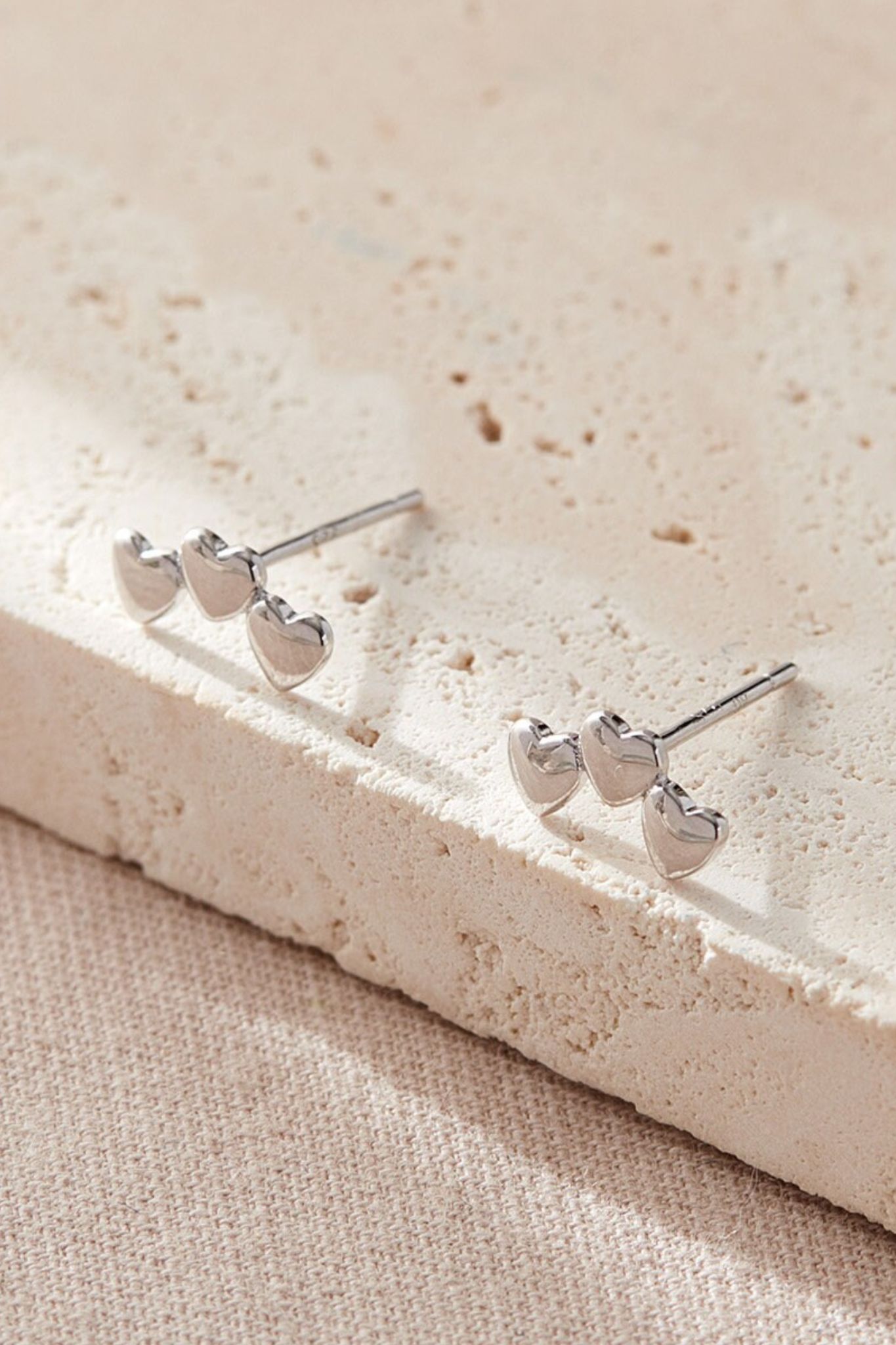 Silver Mia Gioielli Silver Sterling Silver Triple Heart Studs, Image 2 of 2