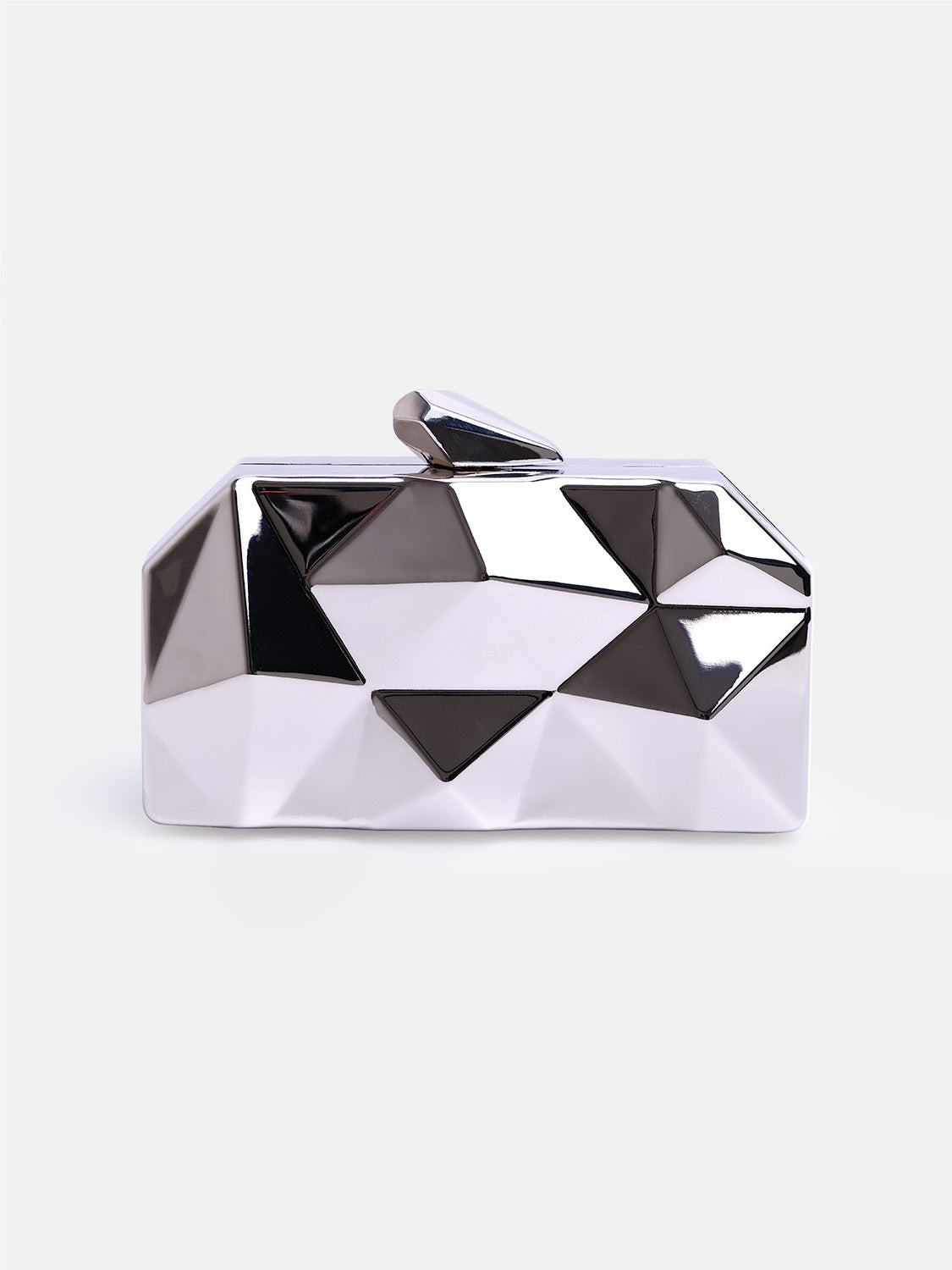 Silver 'Melanie' Geometric Pattern Clutch Bag, Image 1 of 1