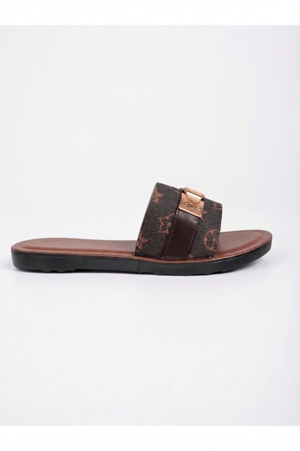 Brown Amber Patterned Slider Sandals, Image 2 of 8