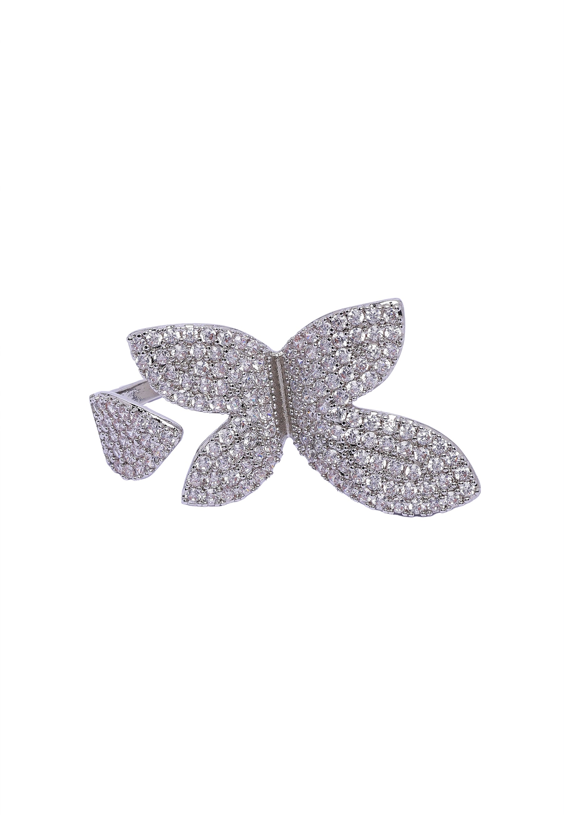 Silver Silver Butterfly Ring - Free-Size, Image 3 of 6