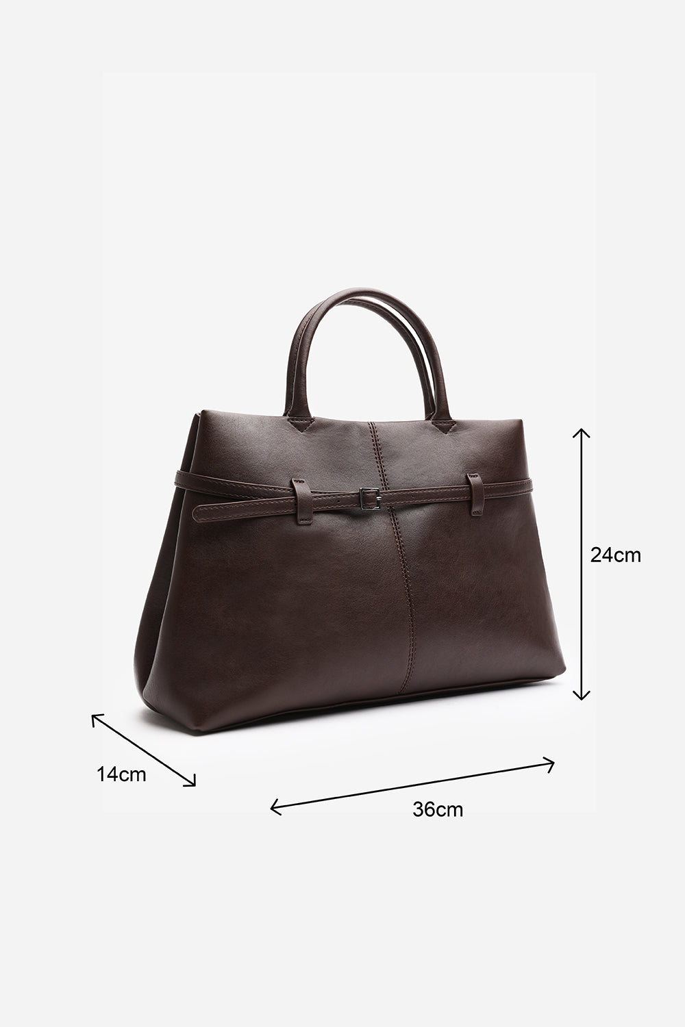 Brown Flores Luxury Structured Leather Tote Bag, Image 7 of 8