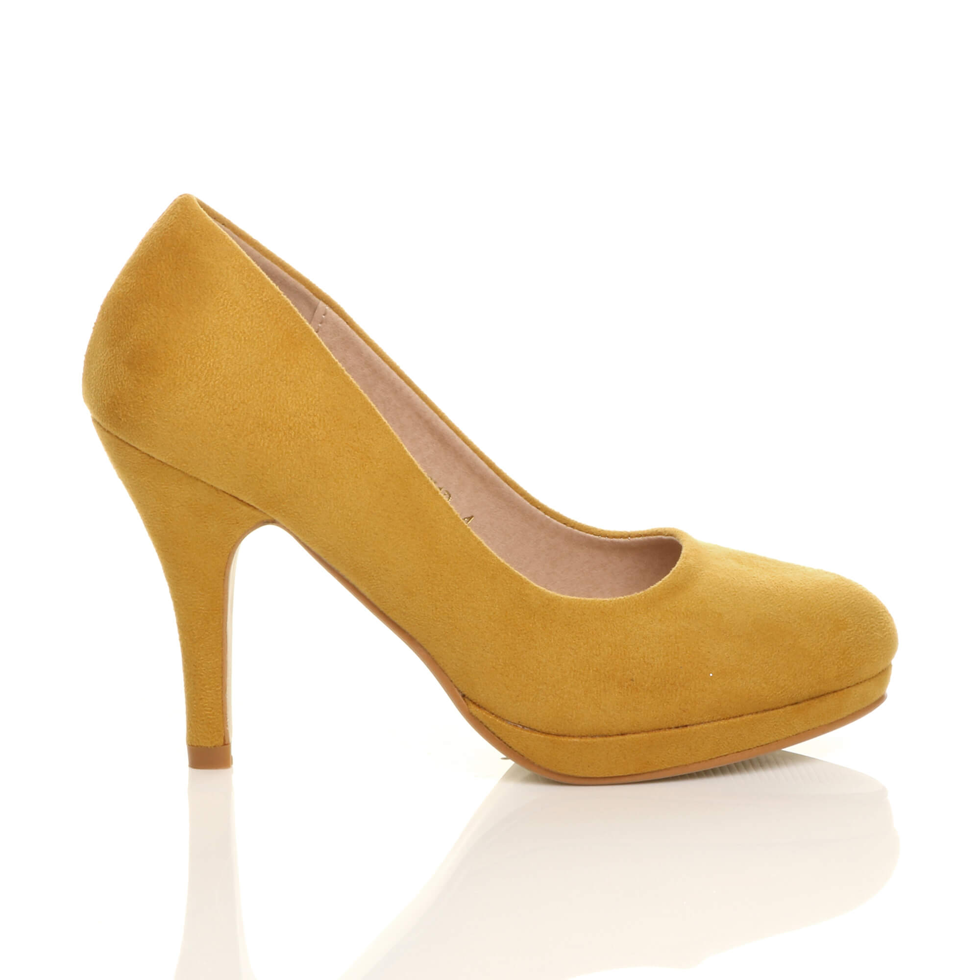 Yellow AJVANI Yellow Mid High Heel Court Shoes, Image 2 of 6
