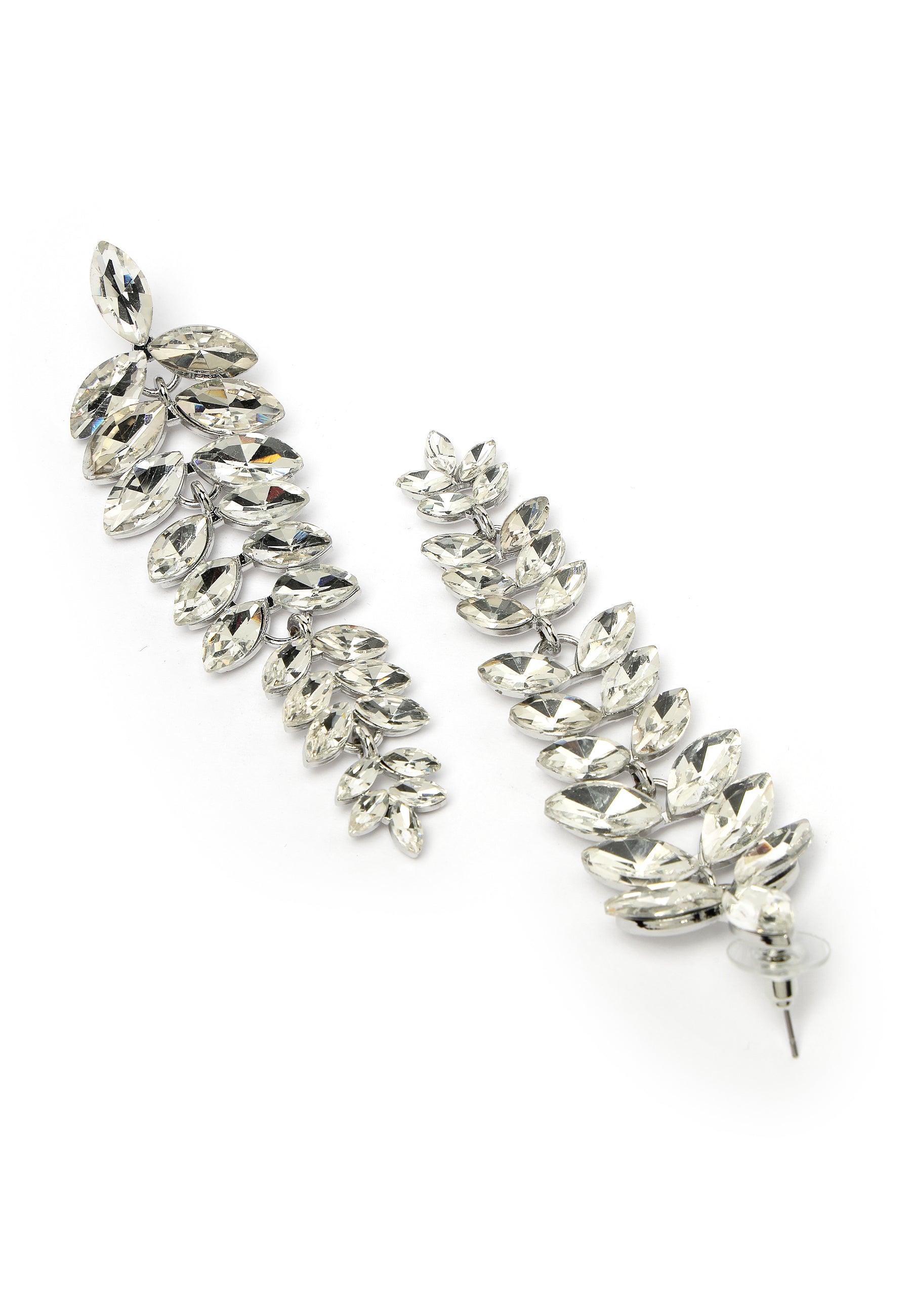 Silver AVANT-GARDE PARIS Silver Multicolored Cascading Leaf-Shaped Drop Earrings, Image 3 of 5