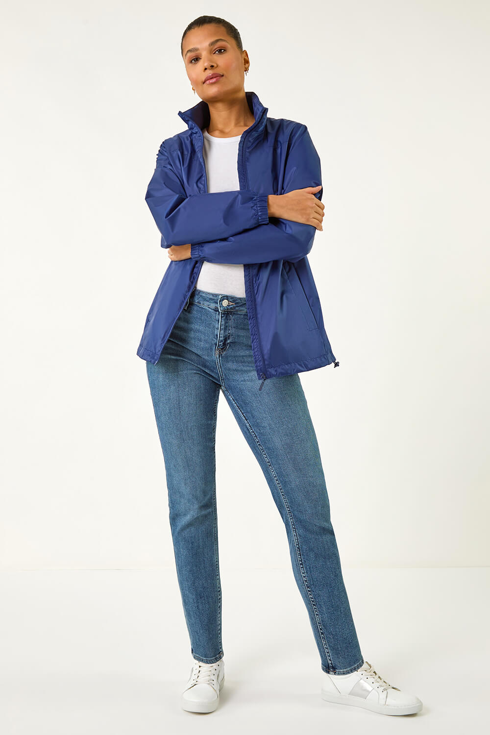 Navy Shower Resistant Funnel Neck Jacket, Image 3 of 5