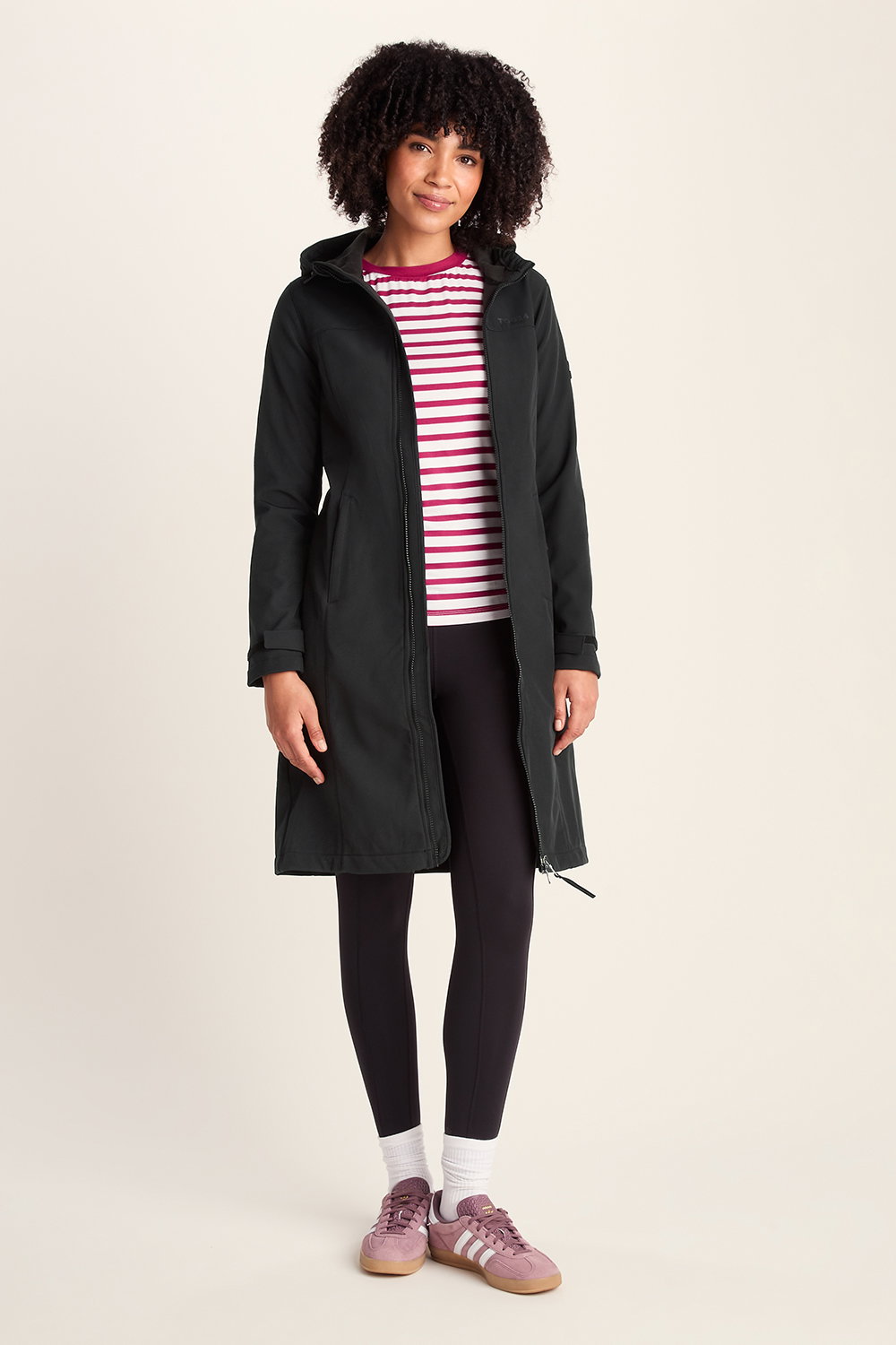 Black Marina Long Water Resistant Softshell Jacket, Image 4 of 5