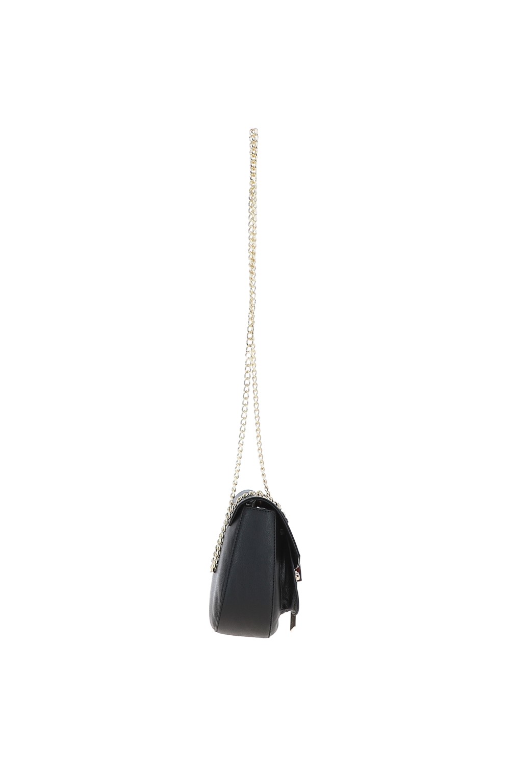 Black Real Leather with Chain Strap Small Cross Body Bag, Image 4 of 4