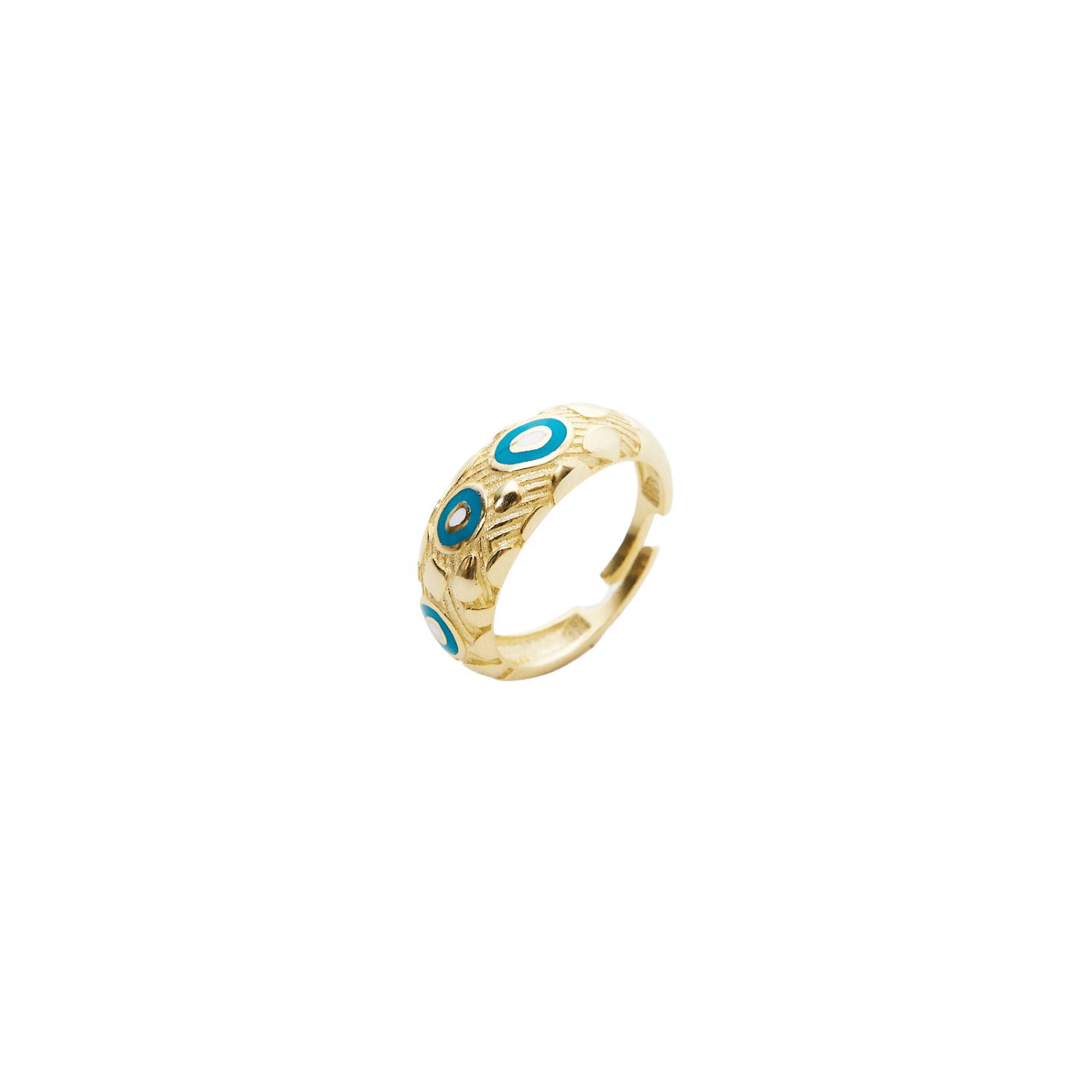 Gold Spero Gold Natural Textured Sterling Silver Evil Eye Ring, Image 1 of 6