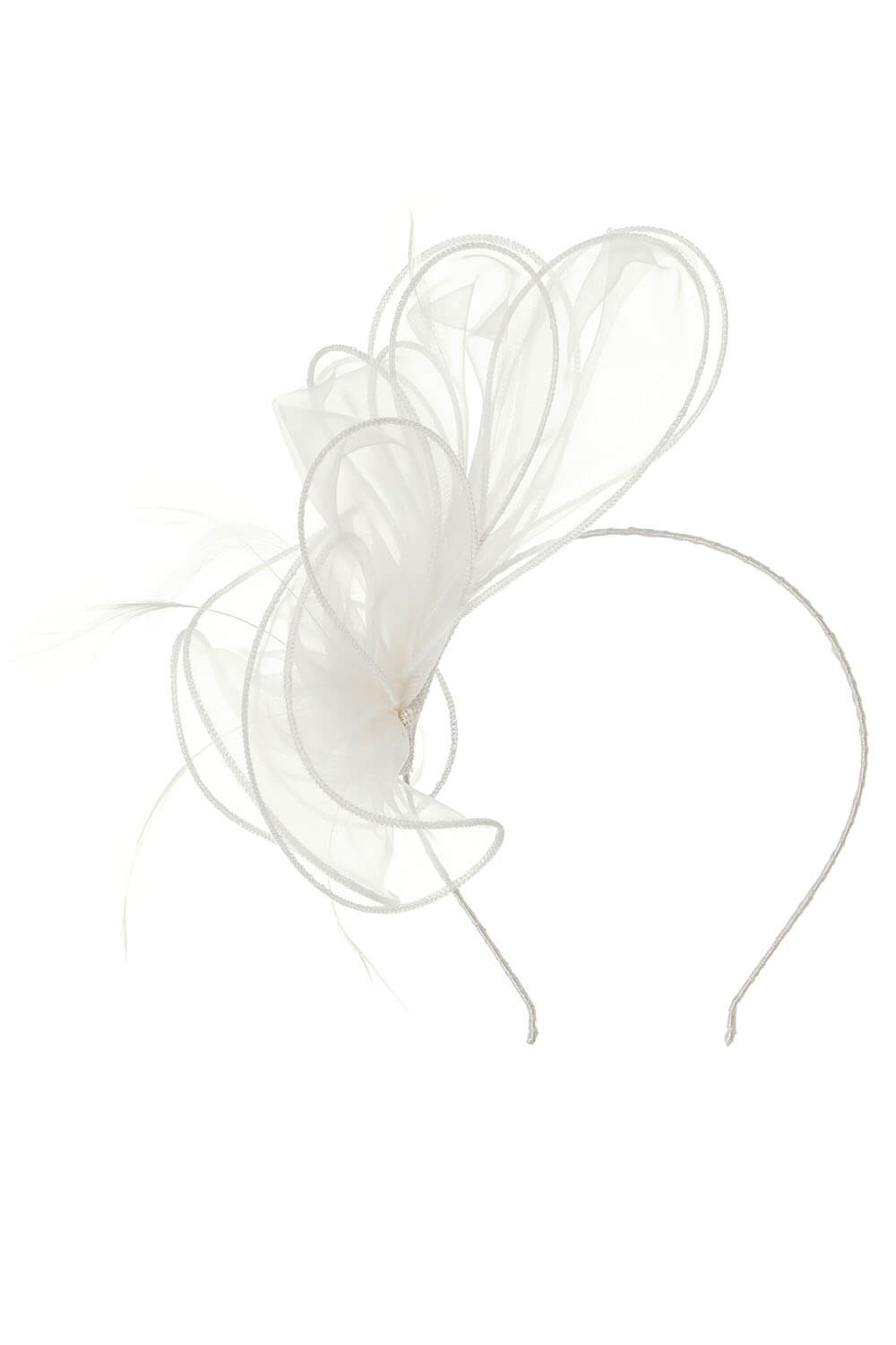 Ivory Loop and Feather Organza Fascinator , Image 4 of 3