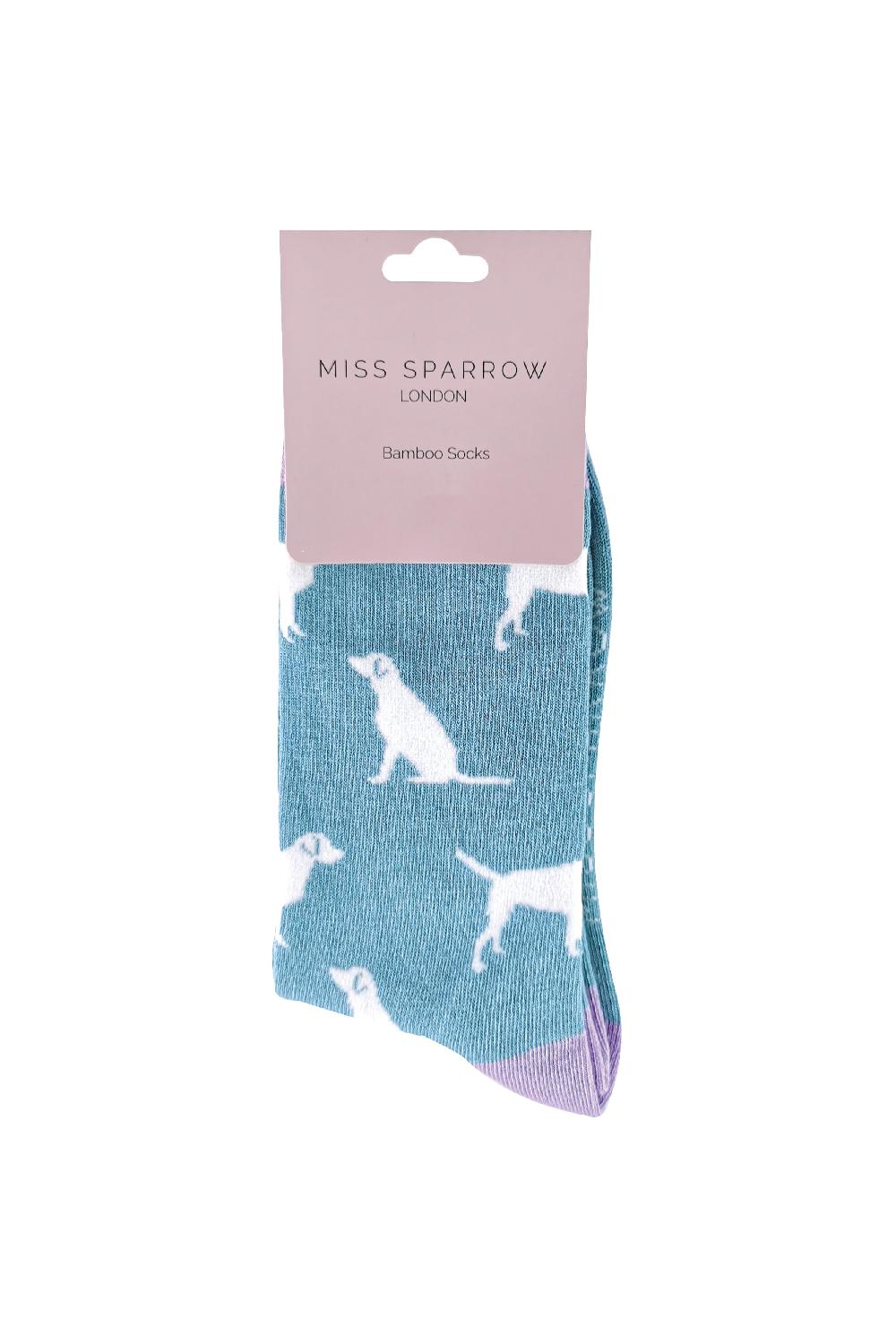 Blue 1 Pack Ladies Novelty Dog Pattern Bamboo Socks, Image 2 of 5