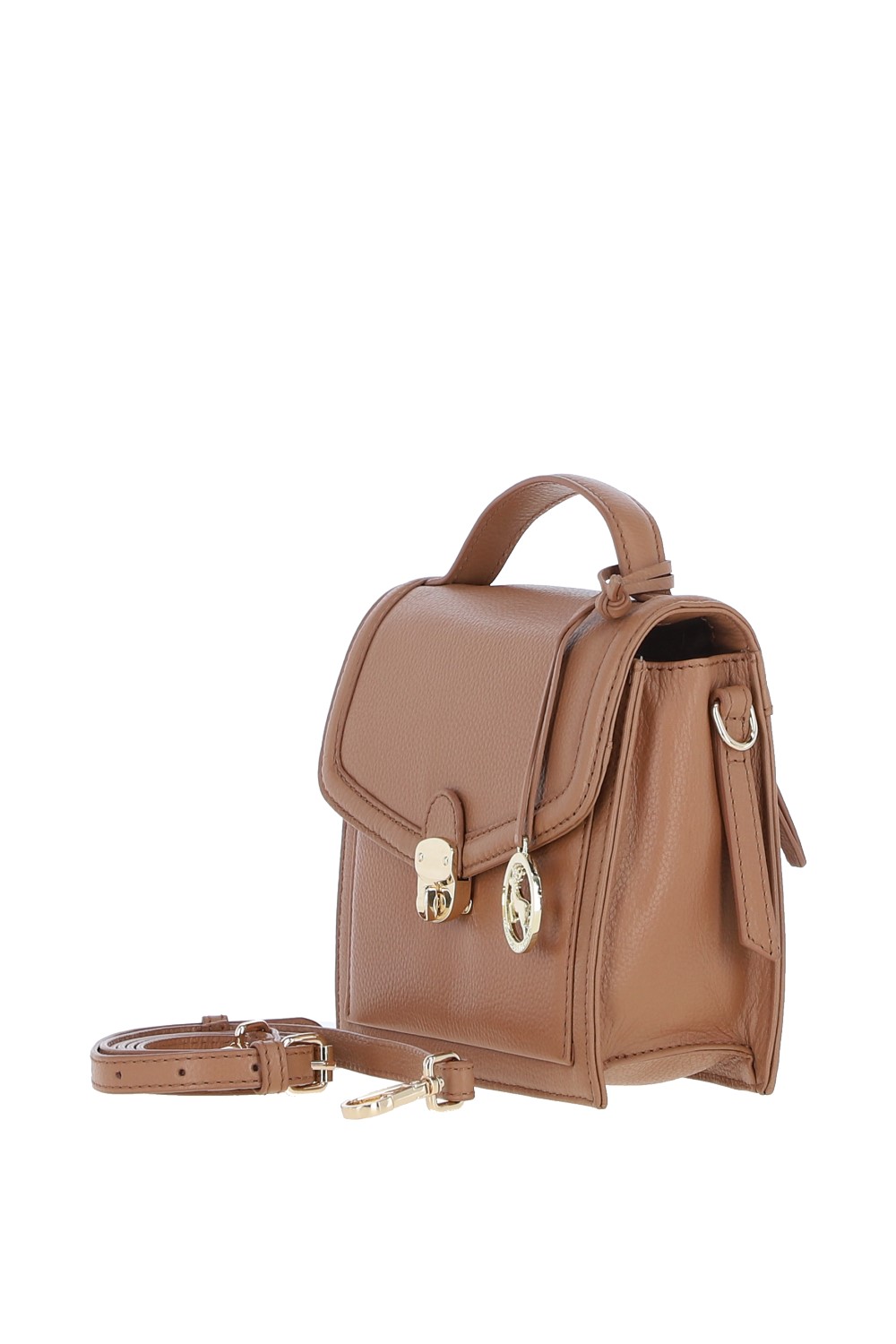 Camel Ashwood Leather Camel Compact Handbag With Detachable Crossbody Strap, Image 2 of 4