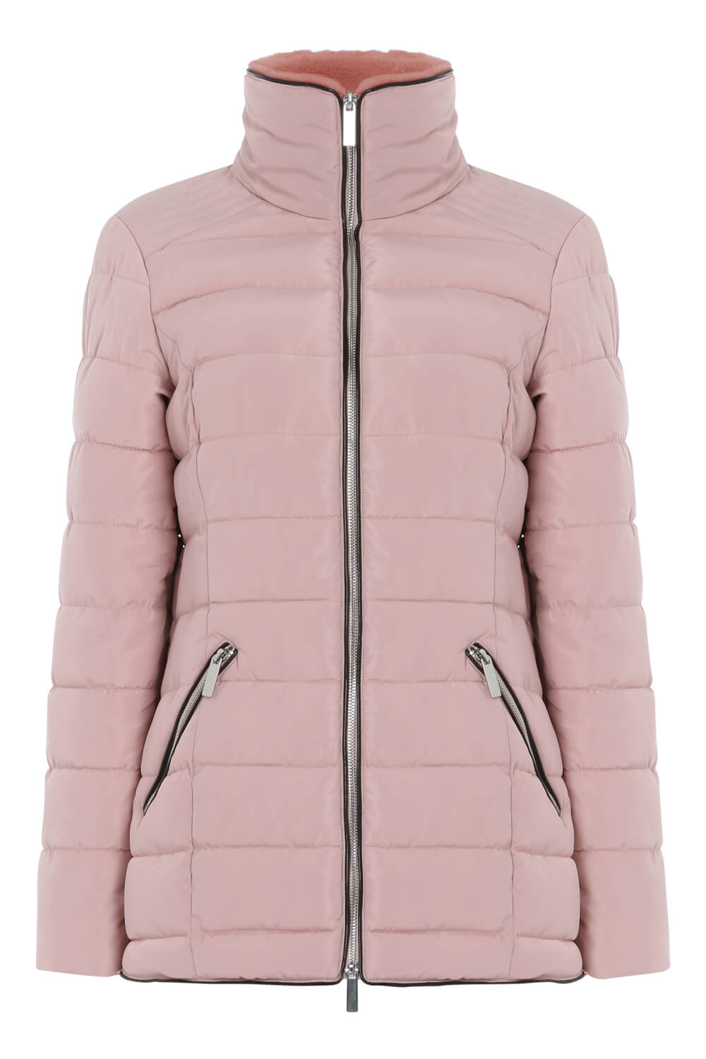 Light Pink Short Zip Through Padded Coat, Image 6 of 5