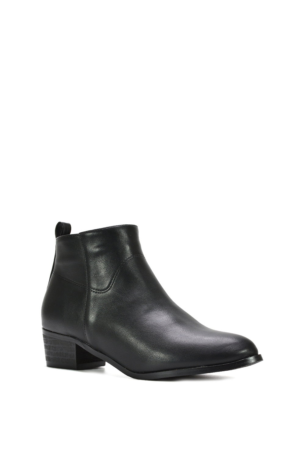 Black 'Melodie' Zip Up Cowboy Ankle Boots With Low Block Heel, Image 2 of 6