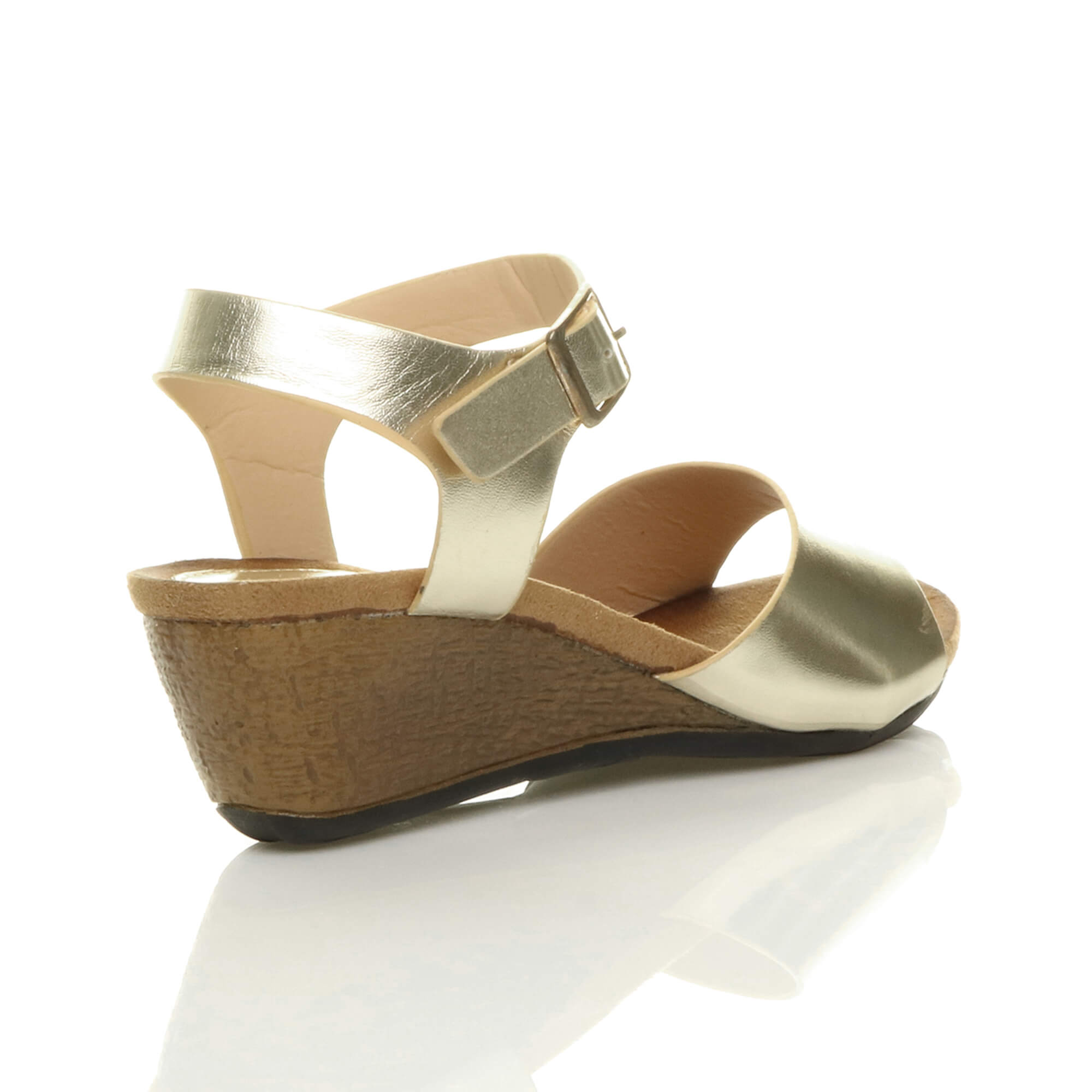 Low Wedge Heel Buckle Sandals, Image 4 of 7